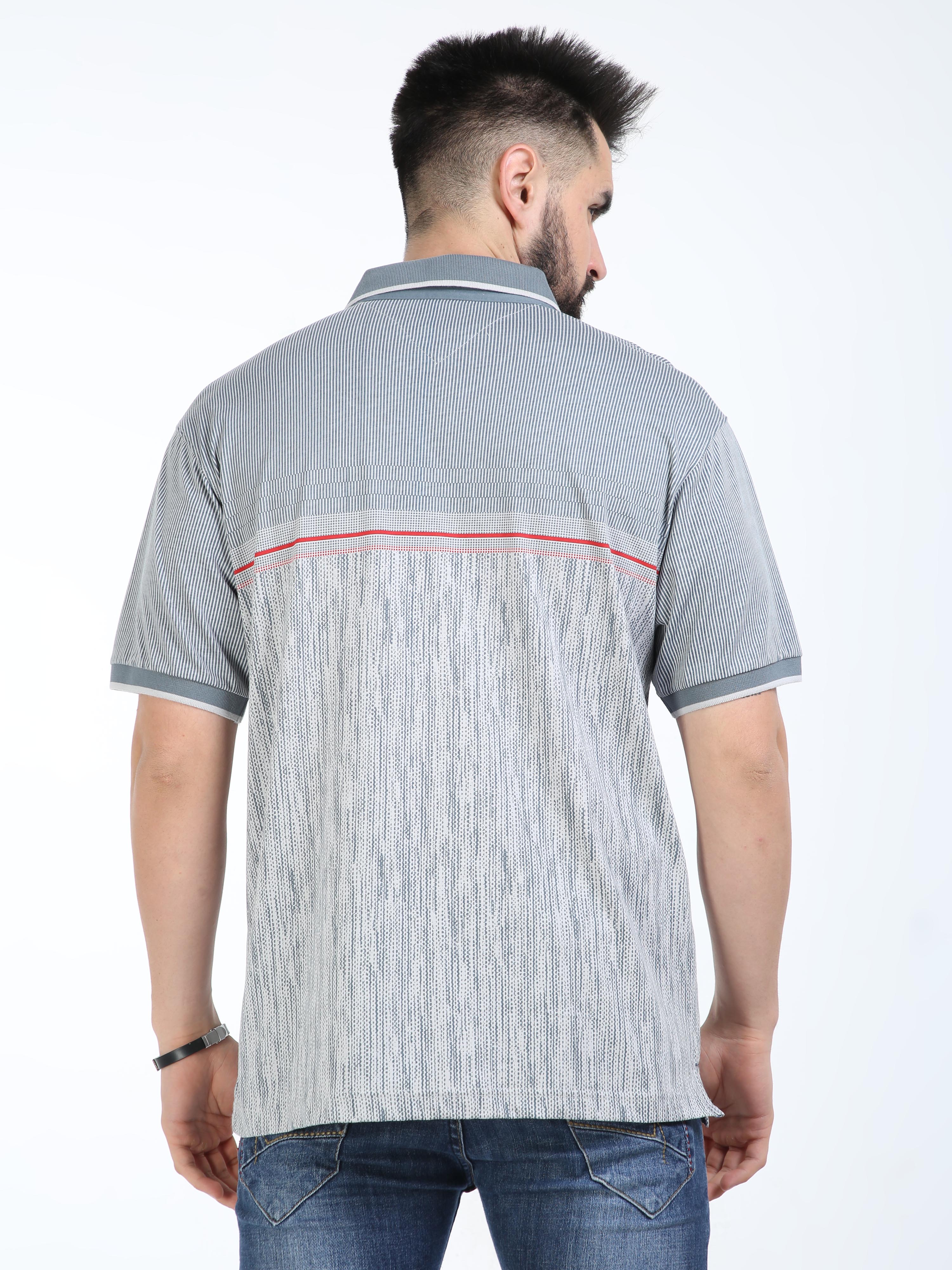 Classic Polo Mens Cotton Half Sleeves Floral Authentic Fit Polo Neck Grey Color T-Shirt | Carve Polo - 19 A Af P