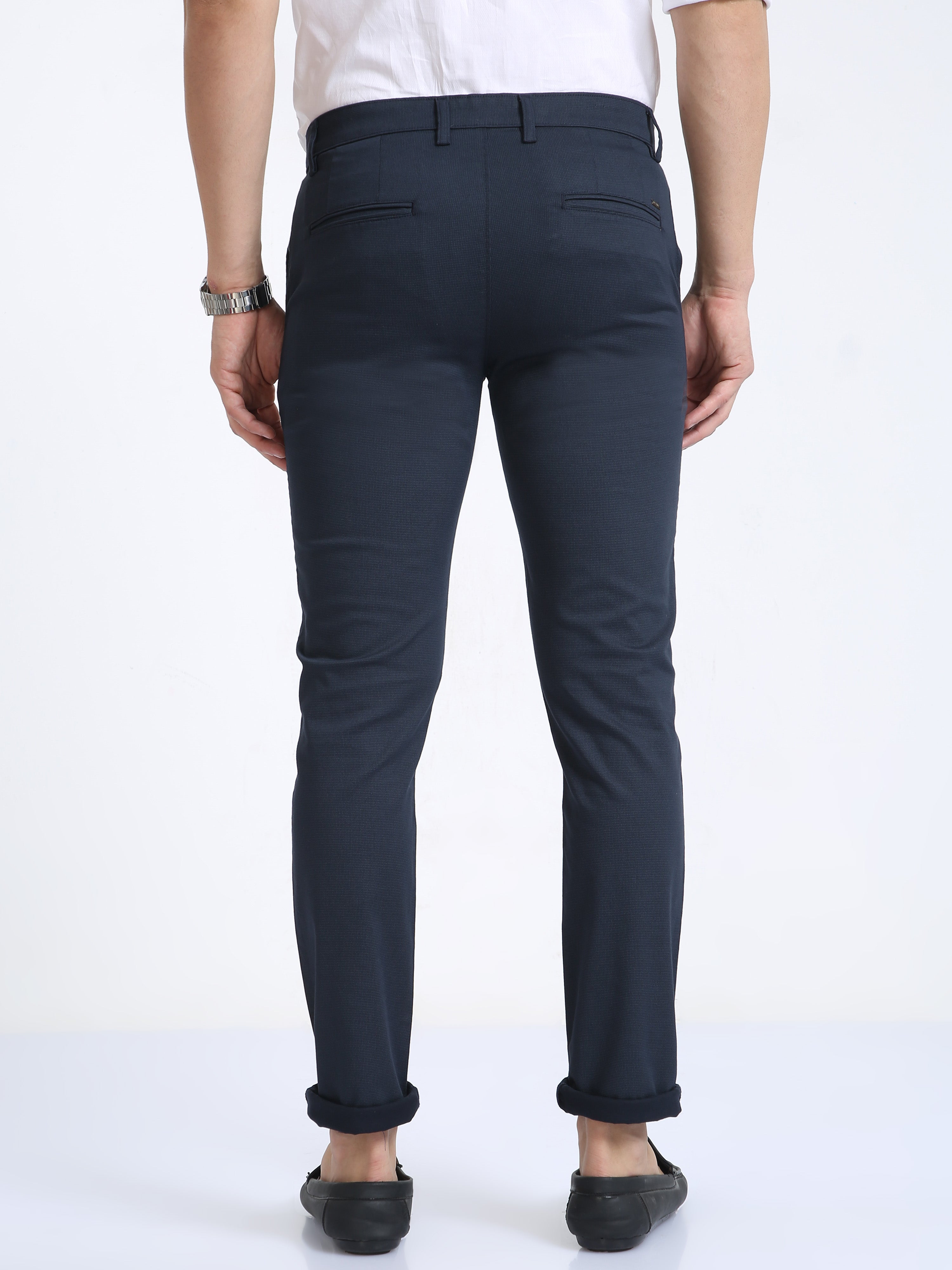 Classic Polo Mens Moderate Fit Solid Navy Color Trousers | To2-21 B-Nvy-Mf-Ly