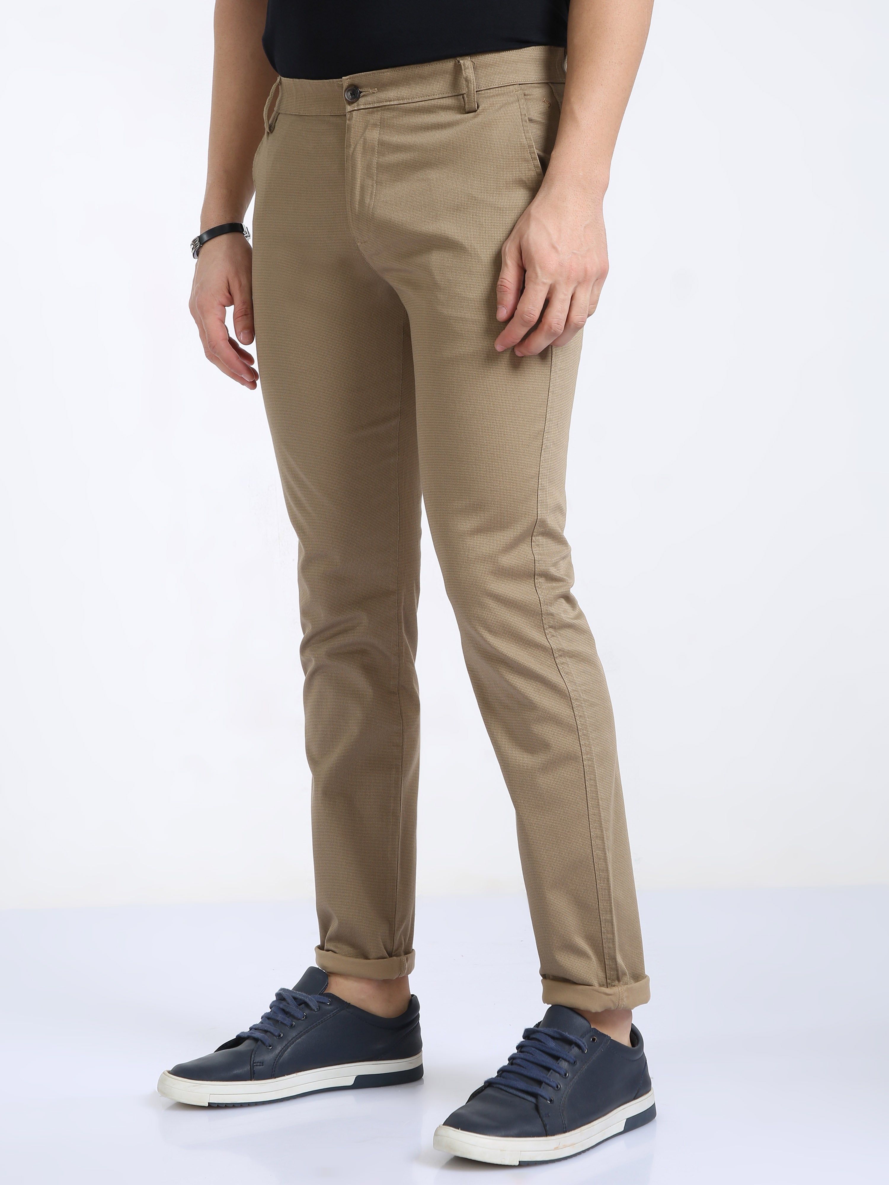 Classic Polo Mens Moderate Fit Solid Khakhi Color Trousers | To2-21 D-Kha-Mf-Ly