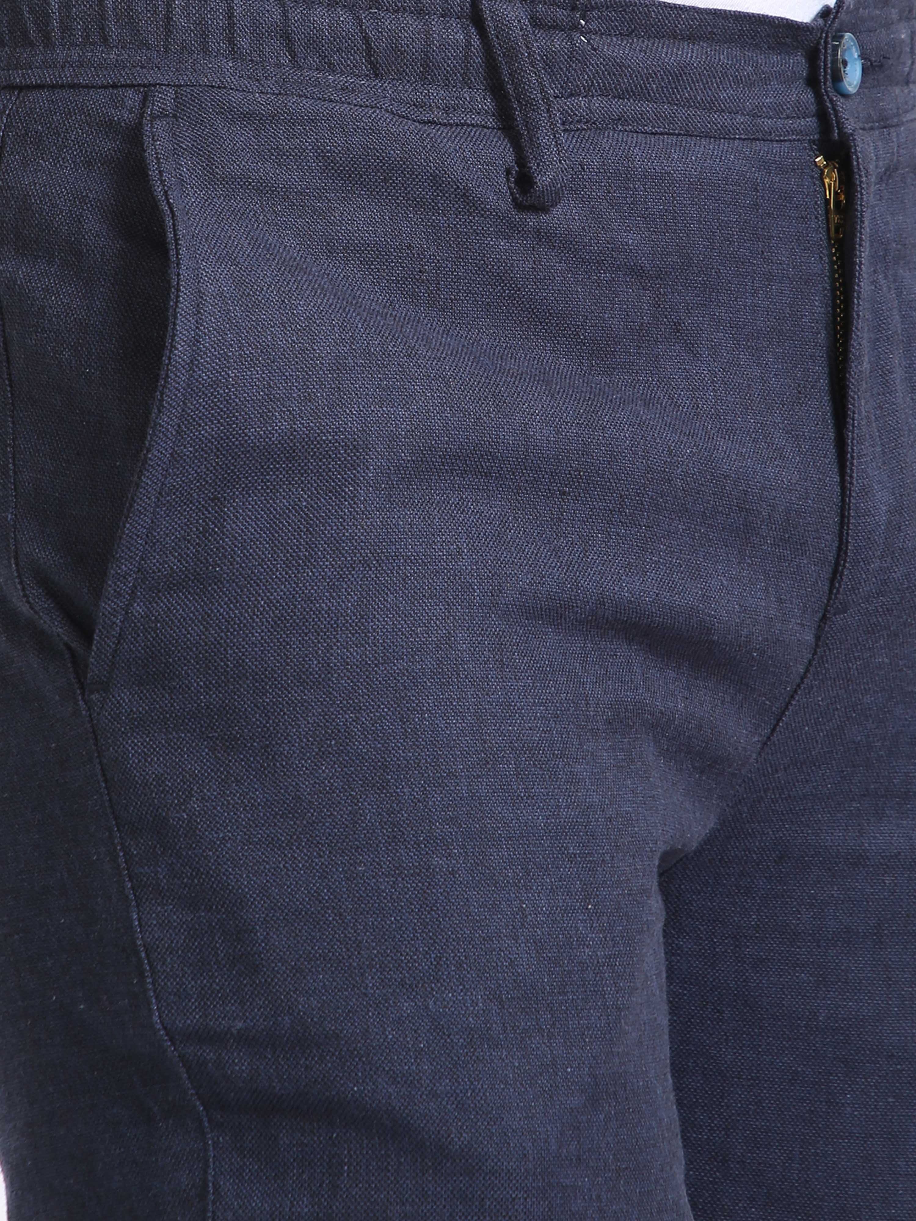 Classic Polo Mens Ankle Fit Solid Navy Color Trousers | To2-30 B-Blu-Al-Ly
