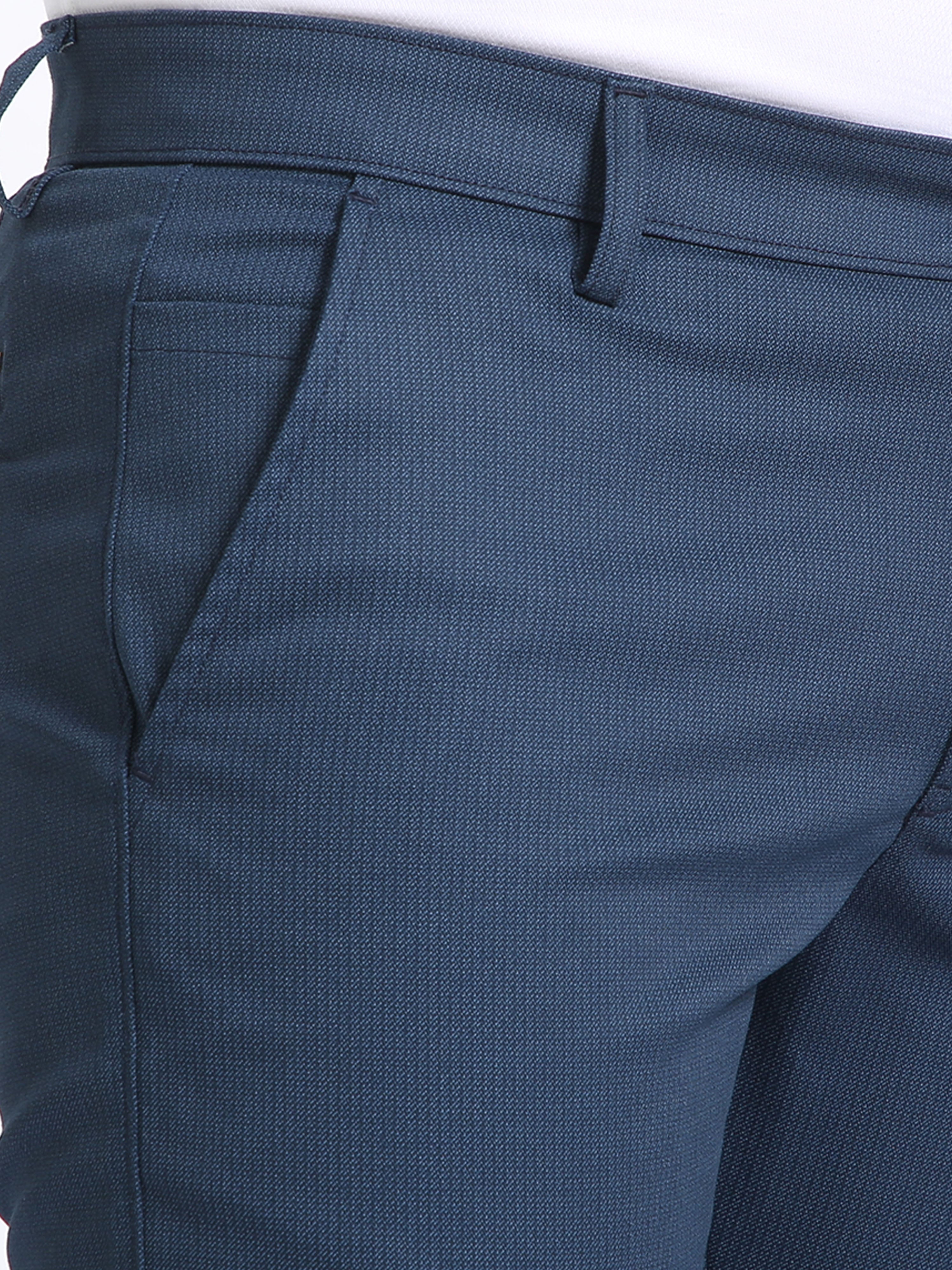 Classic Polo Mens Moderate Fit Solid Blue Color Trousers | To2-35 A-Blu-Mf-Ly
