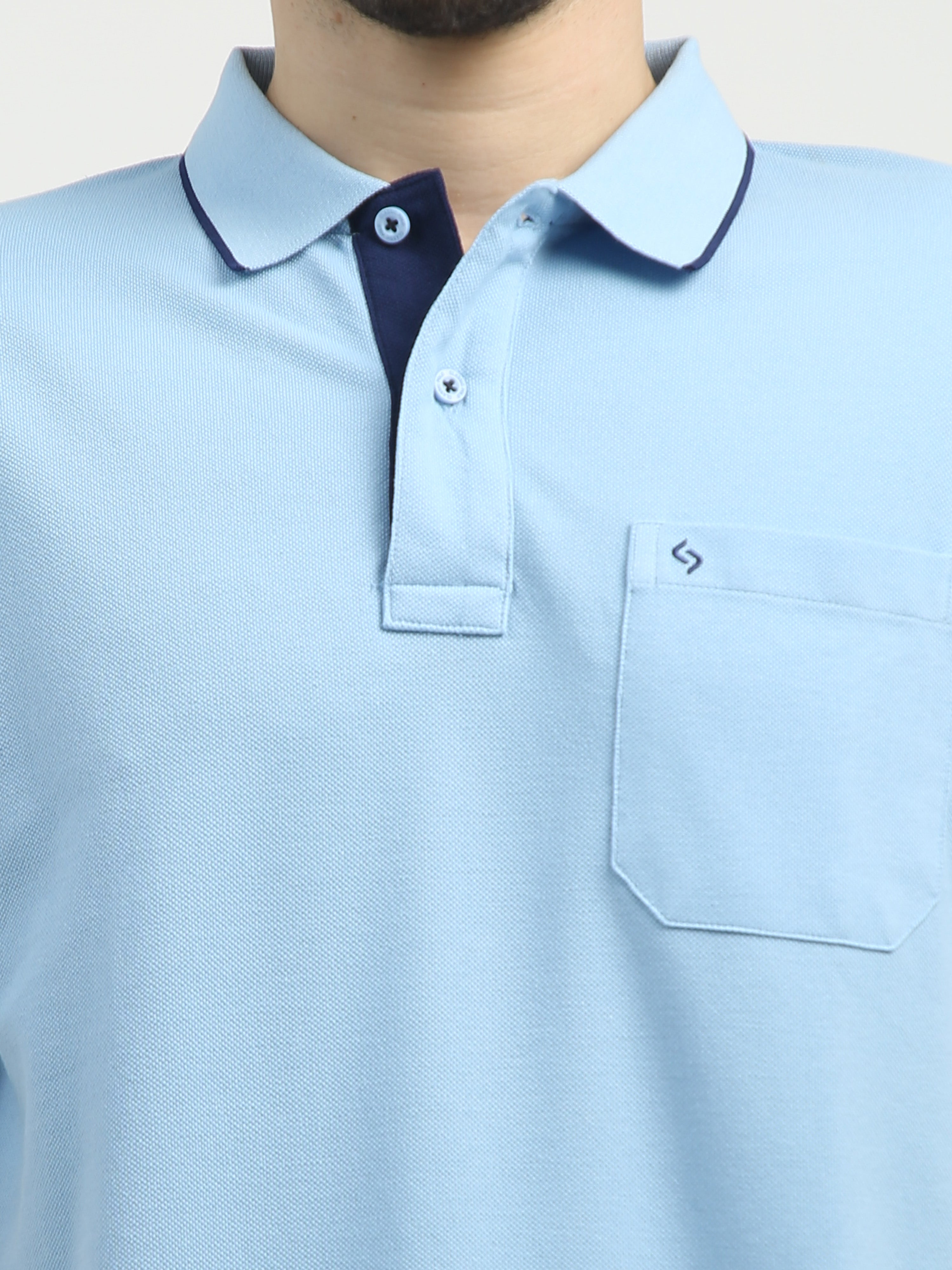 Classic Polo Men's Polo Neck Half Sleeve Authentic Fit Cotton T Shirt | TOY-NOVA-POWDER BLUE