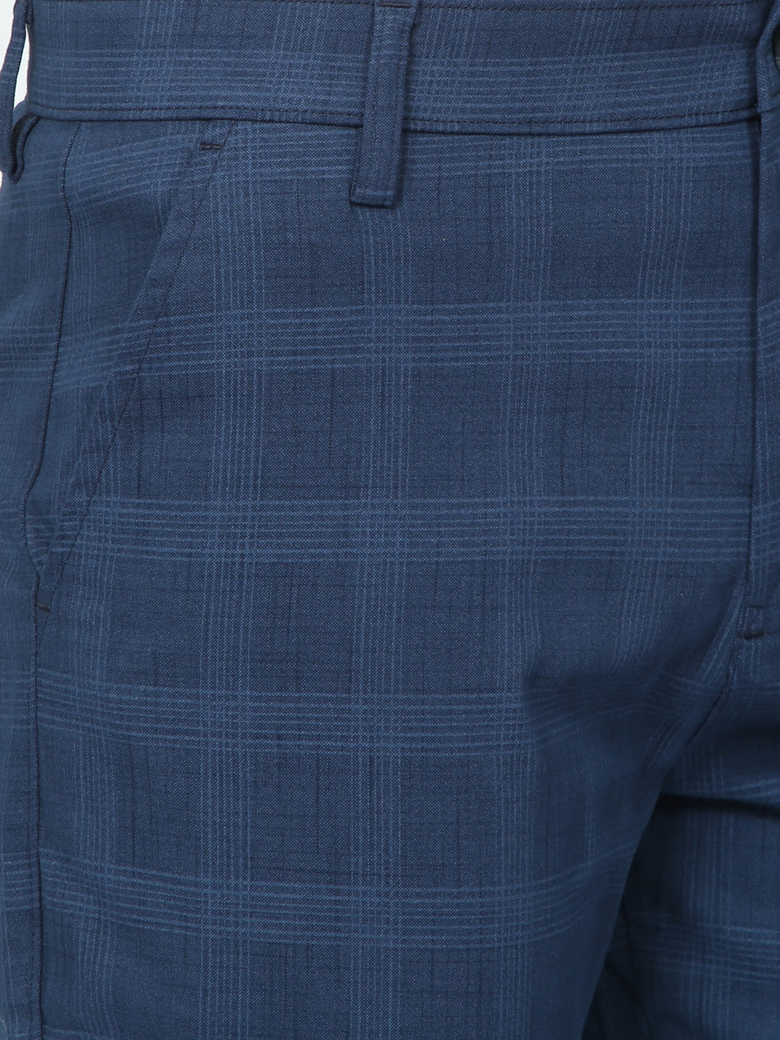 CP BRO Mens Ankle Fit Checked Navy Color Trousers | Tbo2-09 A-Nvy-Af-Ly