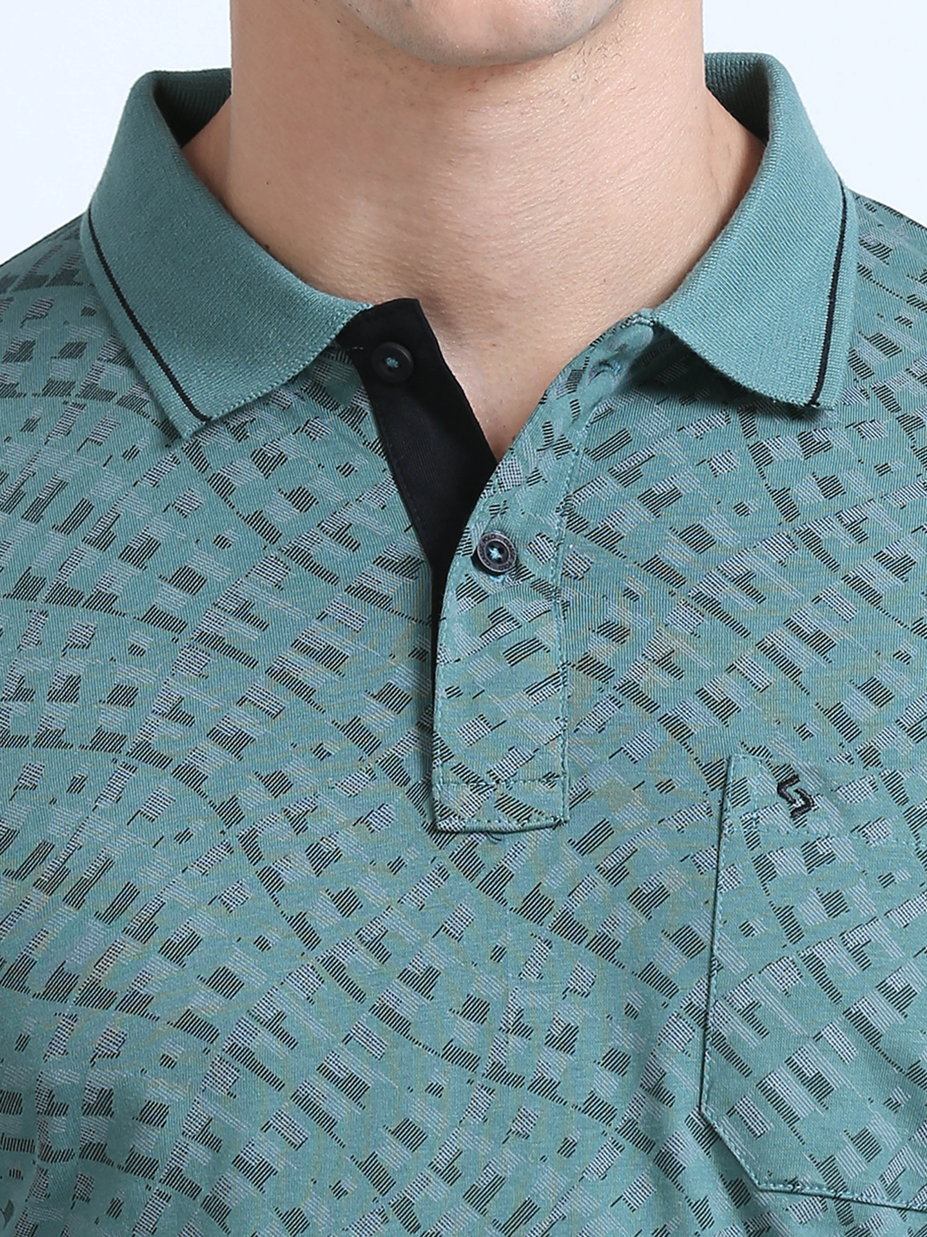 Classic Polo Men's Polo Neck Cotton Dr.Green Slim Fit Printed T-Shirt | BELLO-252 B SF P