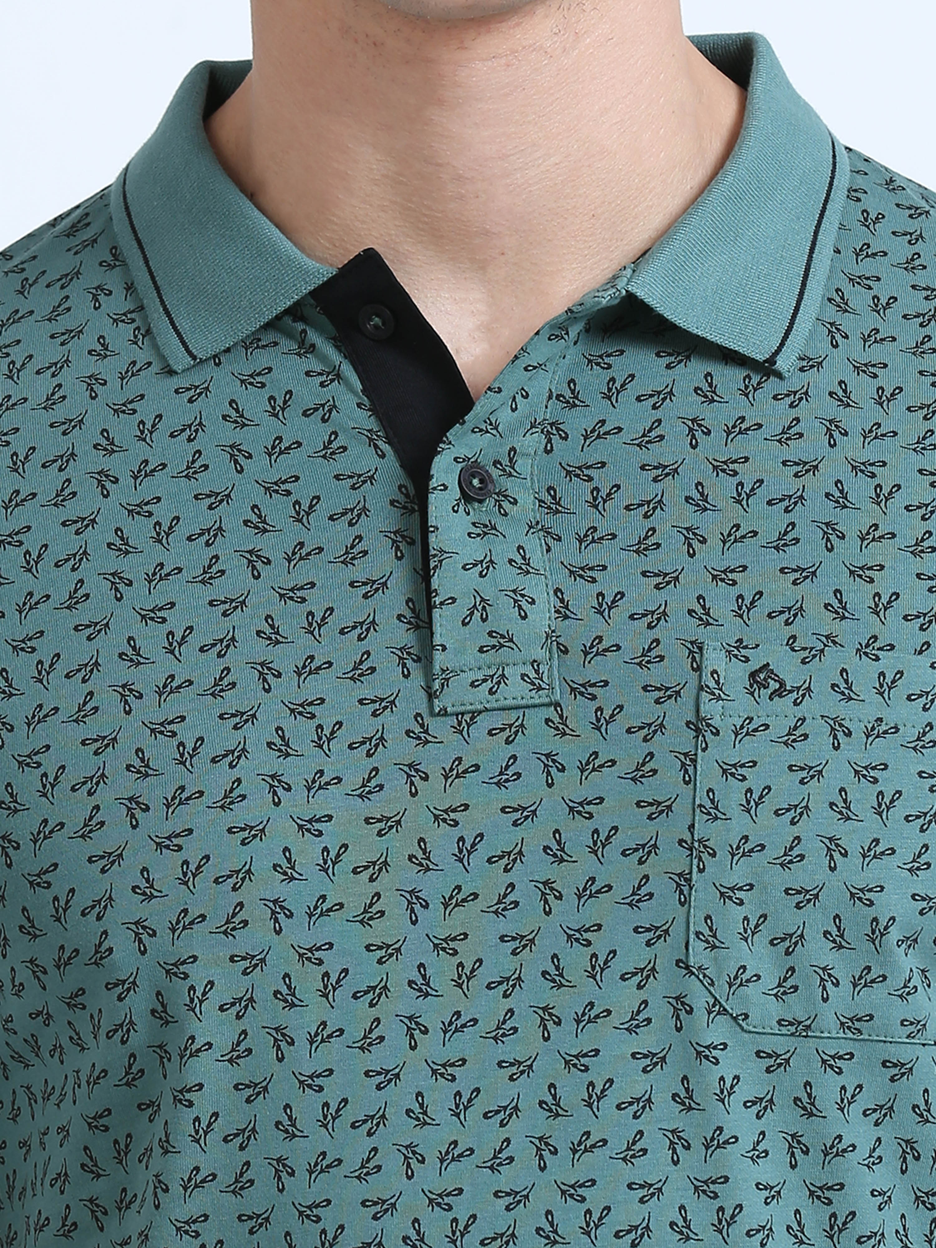 Classic Polo Men's Polo Neck Cotton Dr.Green Slim Fit Printed T-Shirt | BELLO-263 B SF P