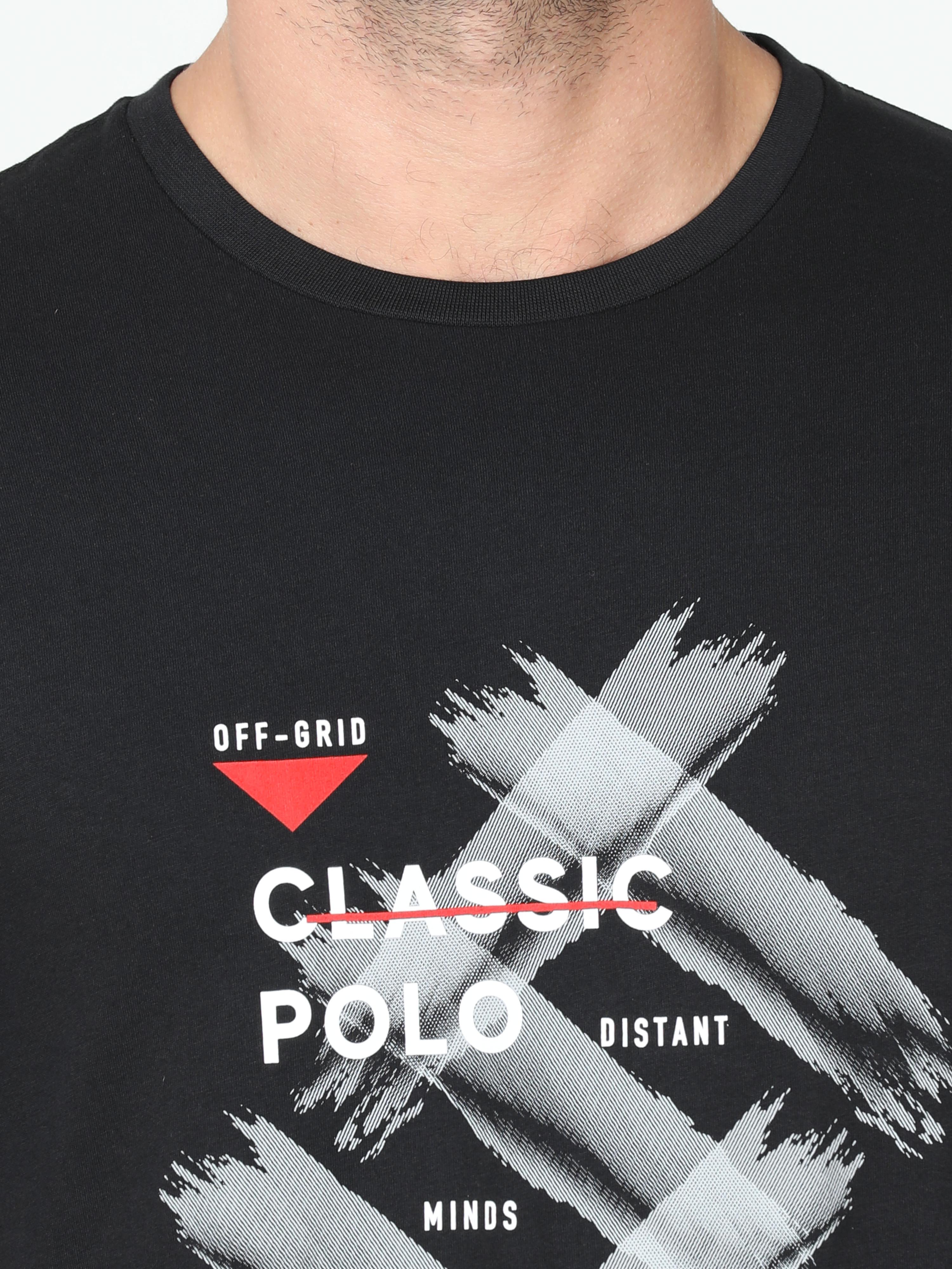 Classic Polo Mens Cotton Half Sleeve Printed Slim Fit Crew Neck Multi Color T Shirt | Toy-Trio-905 SF