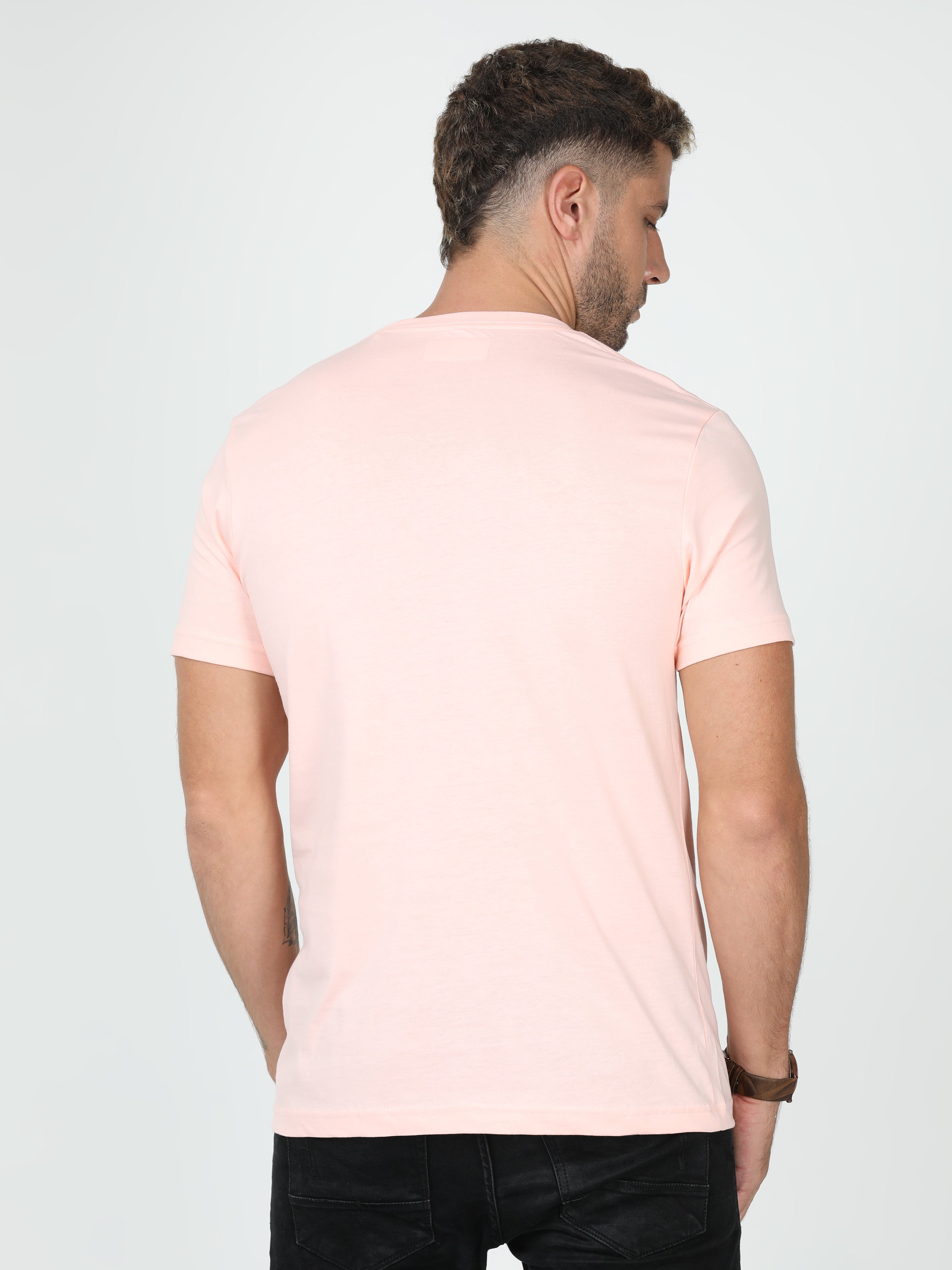 Classic Polo Mens Cotton Half Sleeve Printed Slim Fit Crew Neck Multi Color T Shirt | Toy-Trio-904 SF