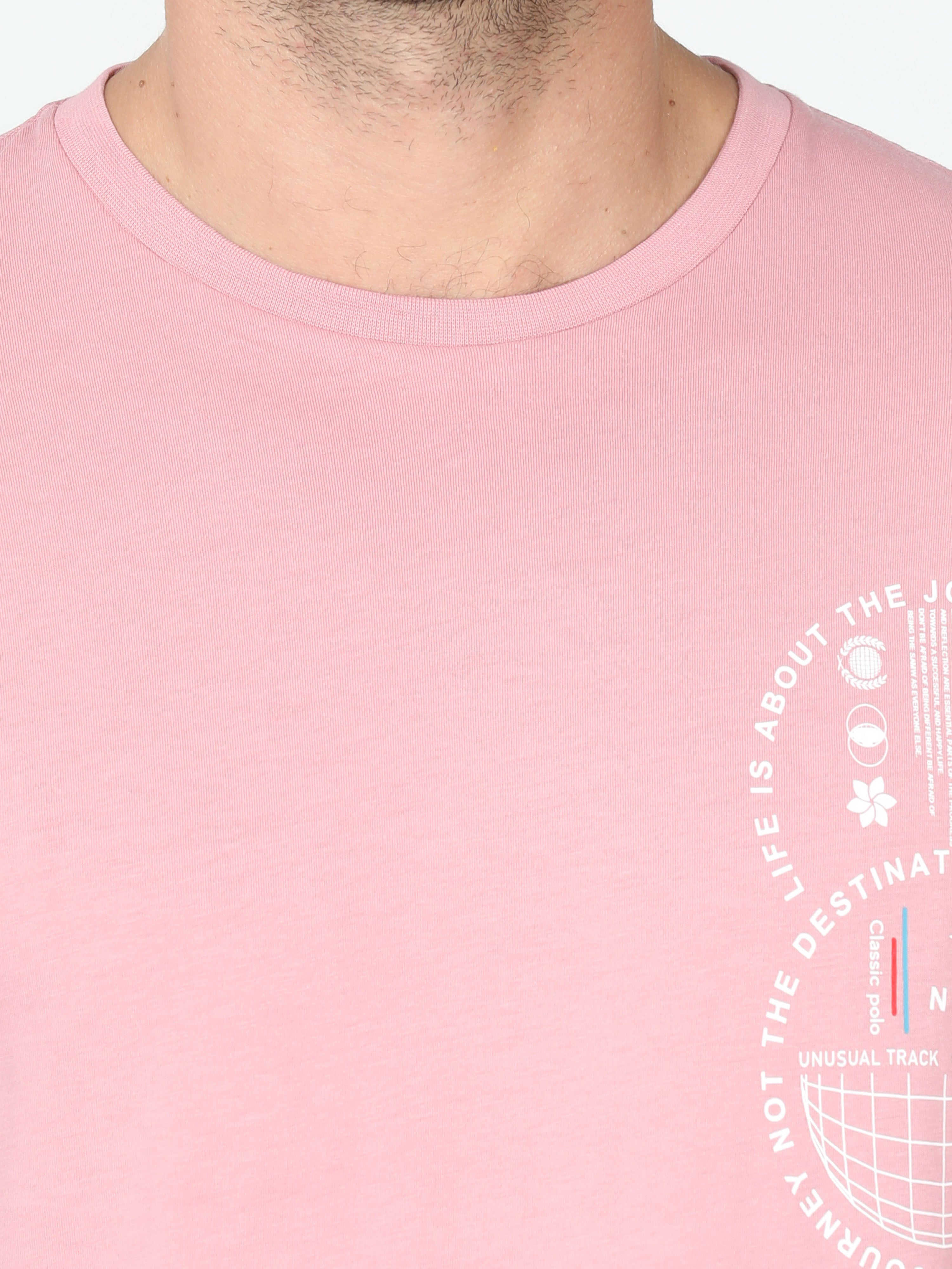 Classic Polo Mens Cotton Half Sleeve Printed Slim Fit Crew Neck Multi Color T Shirt | Toy-Trio-902 SF