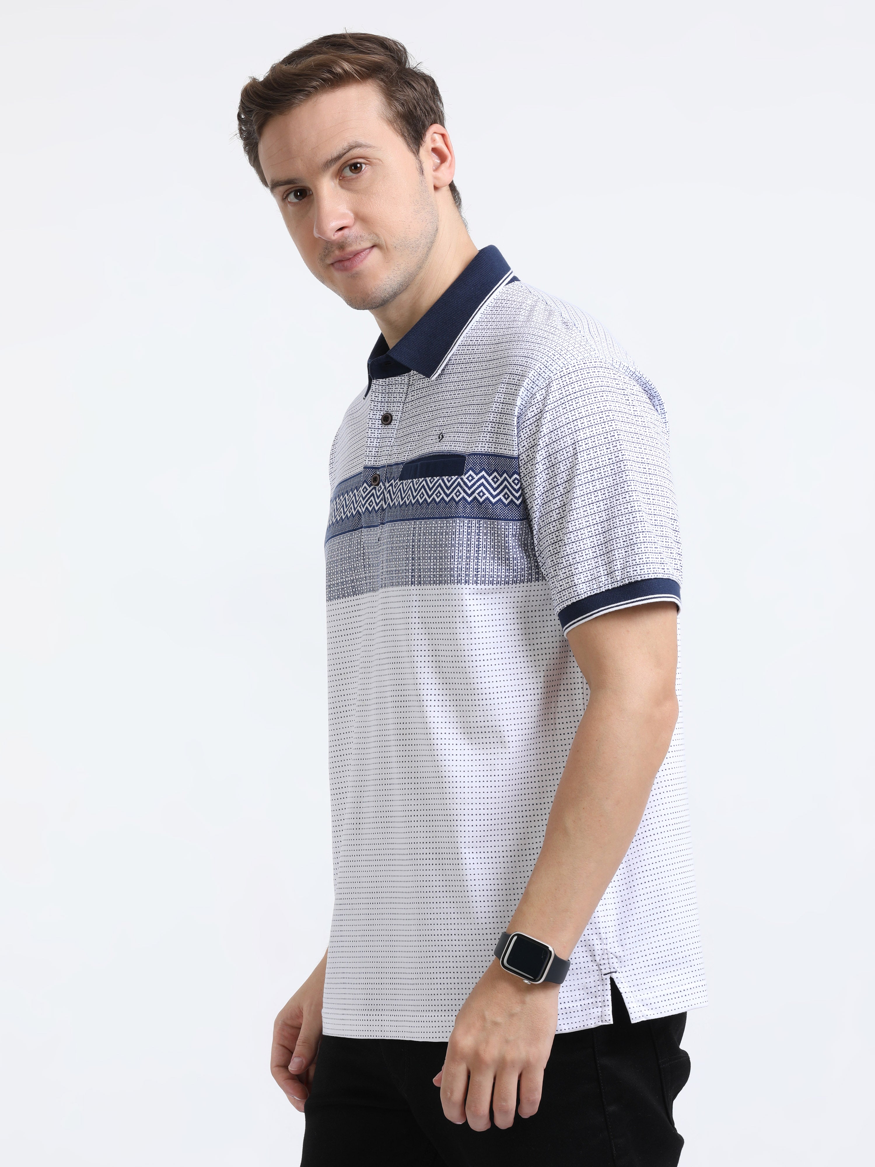 Classic Polo Mens Cotton Half Sleeves Floral Authentic Fit Polo Neck Navy Color T-Shirt | Carve Polo - 20 A Af P