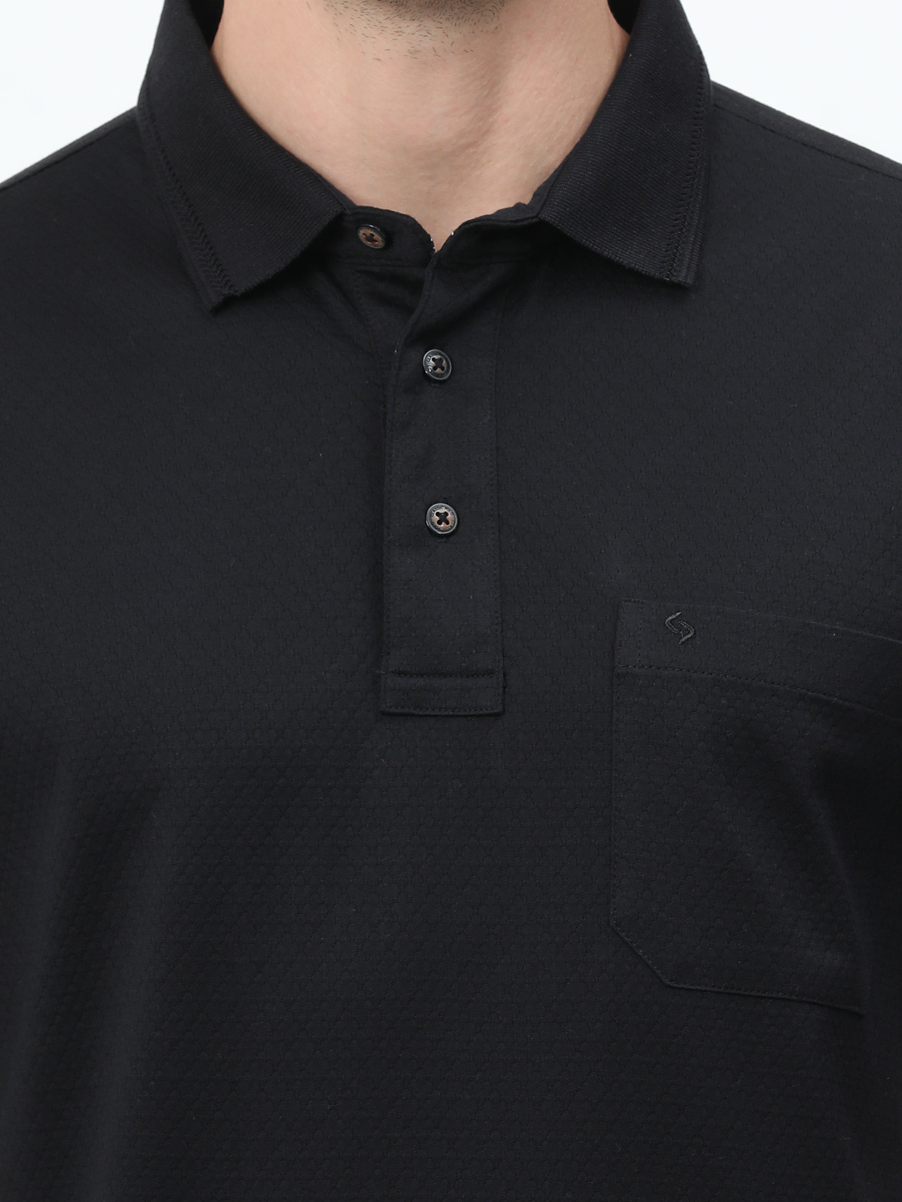 Classic Polo Mens Cotton Half Sleeves Printed Authentic Fit Polo Neck Black Color T-Shirt | Rare - 03 A Af P