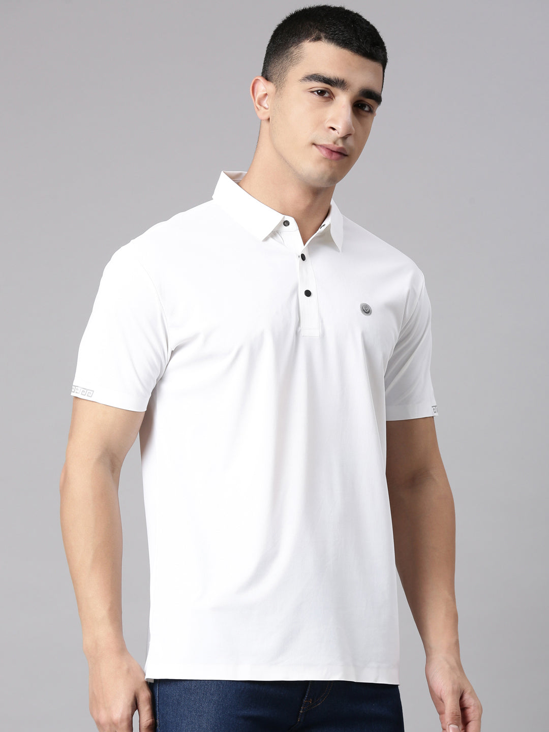 Classic Polo Men's Half Sleeve White Polo Neck Slim Fit Solid Premium Cotton T-Shirt | UNICO - 165 SF P