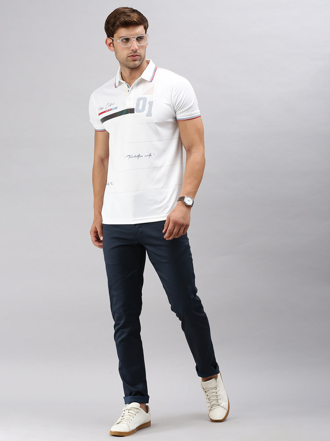 Classic Polo Men's Navy Blue Moderate Fit Solid Casual Trouser | TP2-CL 07 C-NVY-MF-LY