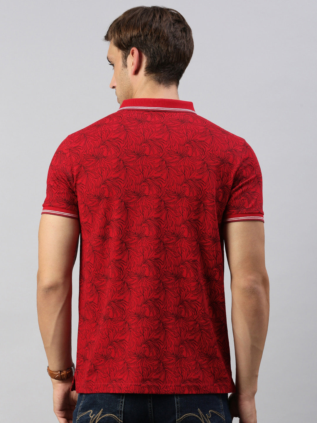 Classic Polo Men's Half Sleeve Red/Black Polo Neck Cotton Slim Fit T Shirt | BEAU - 262 B SF P