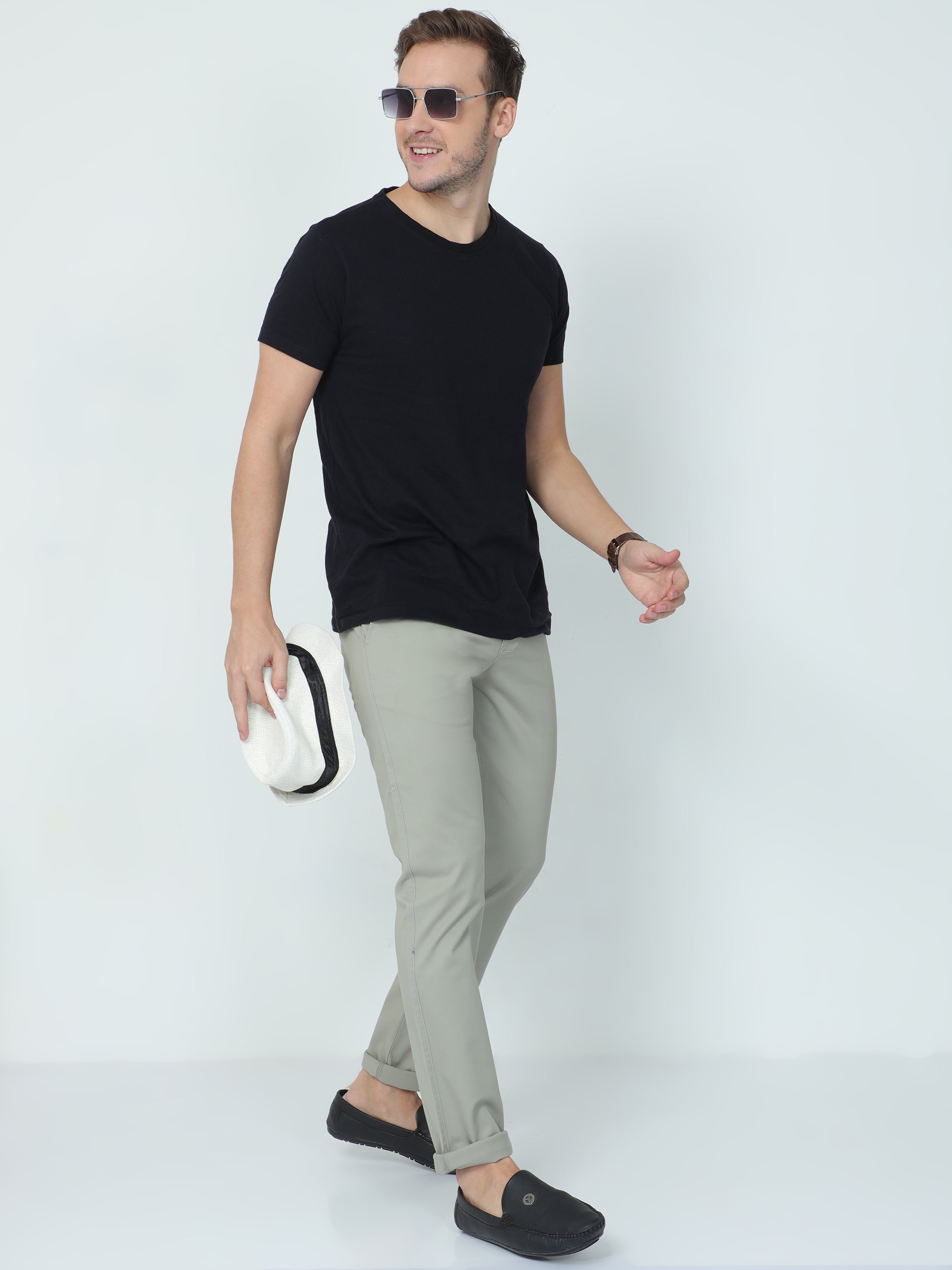 Classic Polo Mens Moderate Fit Solid Beige Color Trousers | To2-17 A-Pis-Mf-Ly