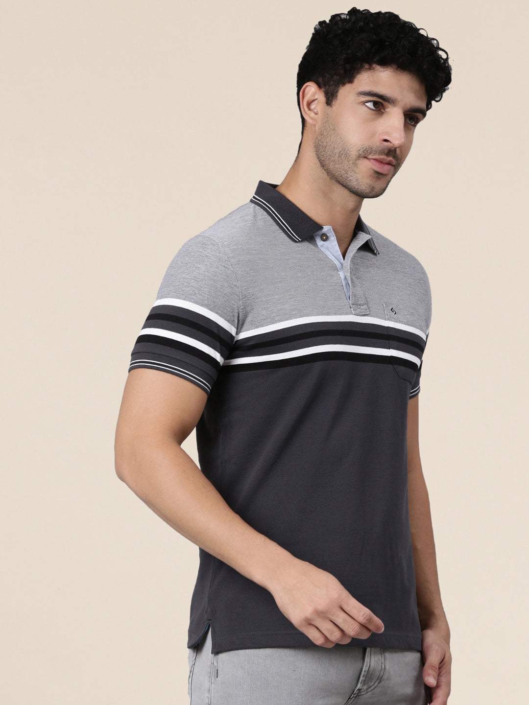 Classic Polo Men's Half Sleeve Multicolor Polo Neck Slim Fit Colorblock Cotton Blend T-Shirt | VTA - 333 B SF P
