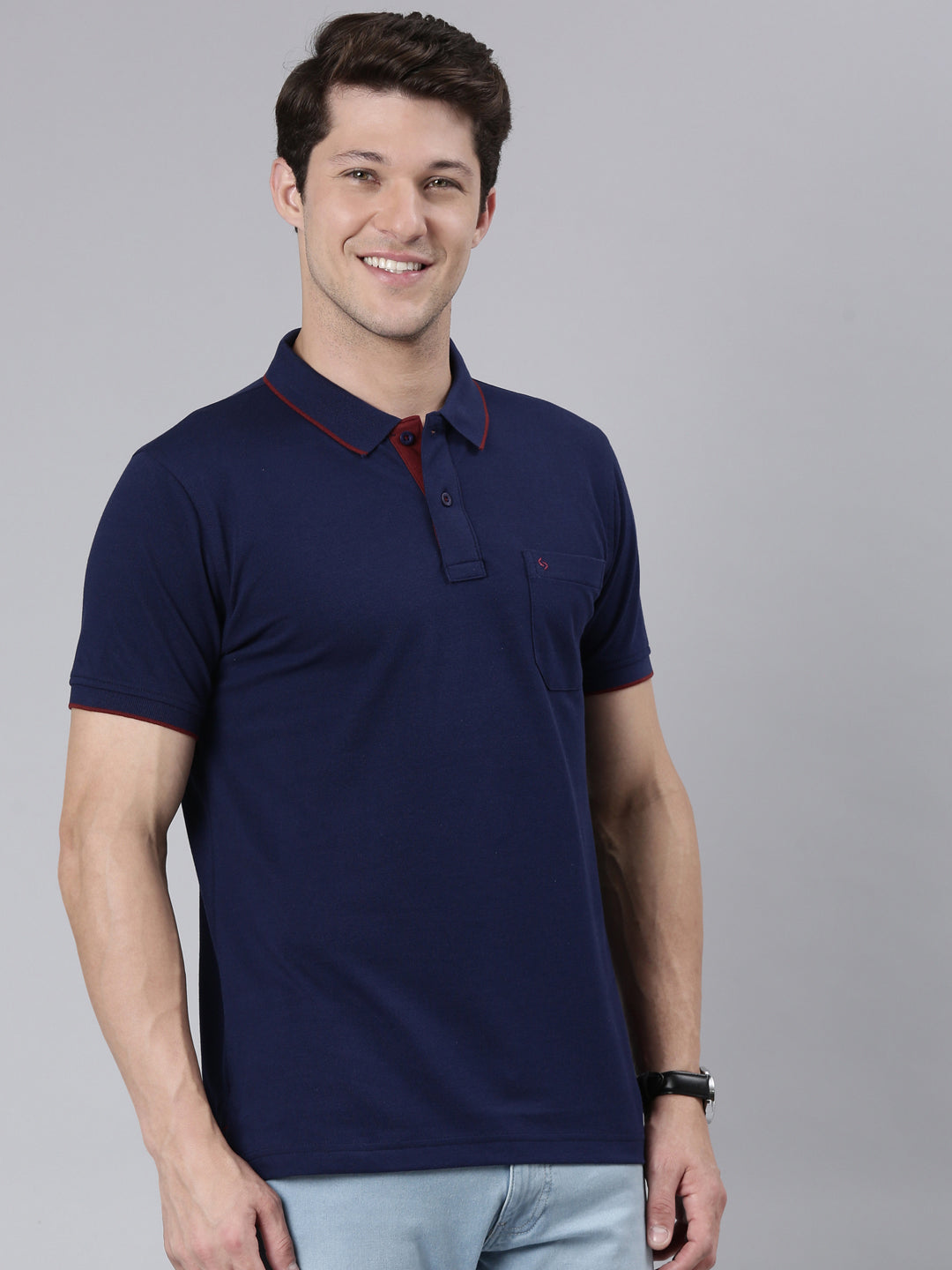Classic Polo Men's Smart Double Pique Polo Half Sleeve Authentic Fit T-Shirt | Nova - Navy
