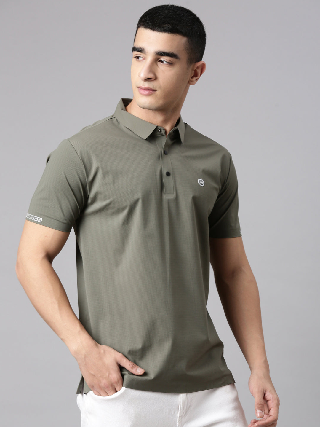 Classic Polo Men's Half Sleeve Olive Green Polo Neck Slim Fit Solid Premium Cotton T-Shirt | UNICO - 167 SF P