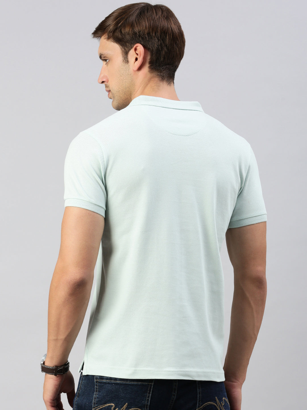 Classic Polo Men's Half Sleeve Lt.Green Polo Neck Slim Fit Printed T-Shirt | GENX-POLO 26 A SF P