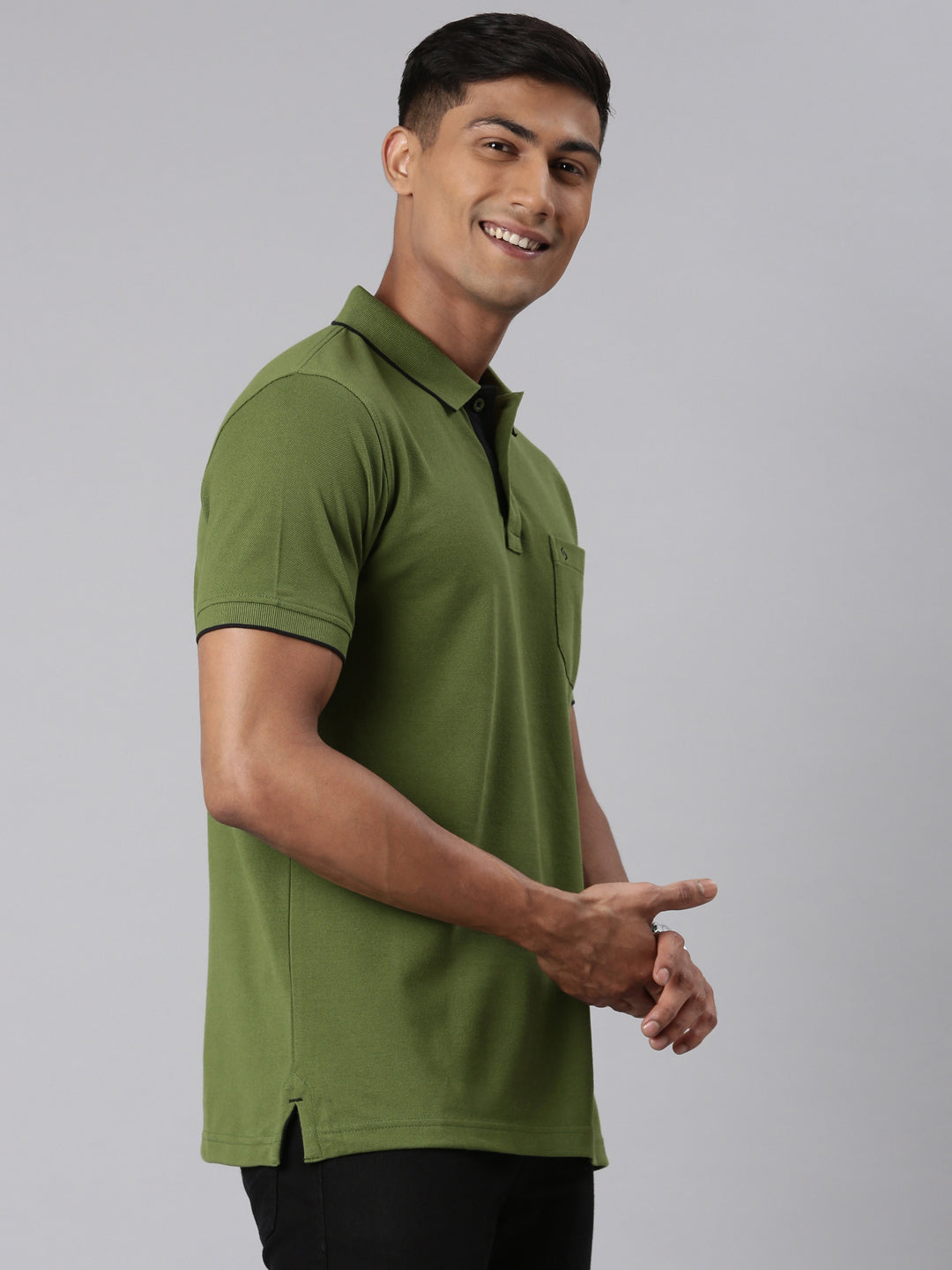 Classic Polo Men's Smart Double Pique Polo Half Sleeve Authentic Fit T-Shirt | Nova - Olive
