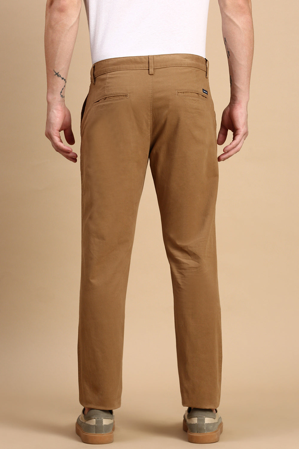 Classic Polo Men's Khaki Ankle Fit Solid Trousers | TP2-03 A-KHA-AF LY