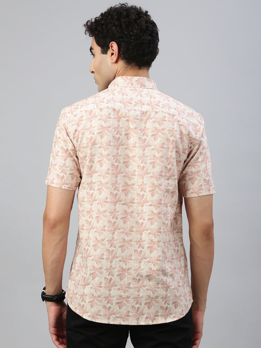 Classic Polo Men's Half Sleeve Peach Polo Neck Slim Fit All Over Print Shirt||SQ1-EL-55 B-HS-PRT-SF