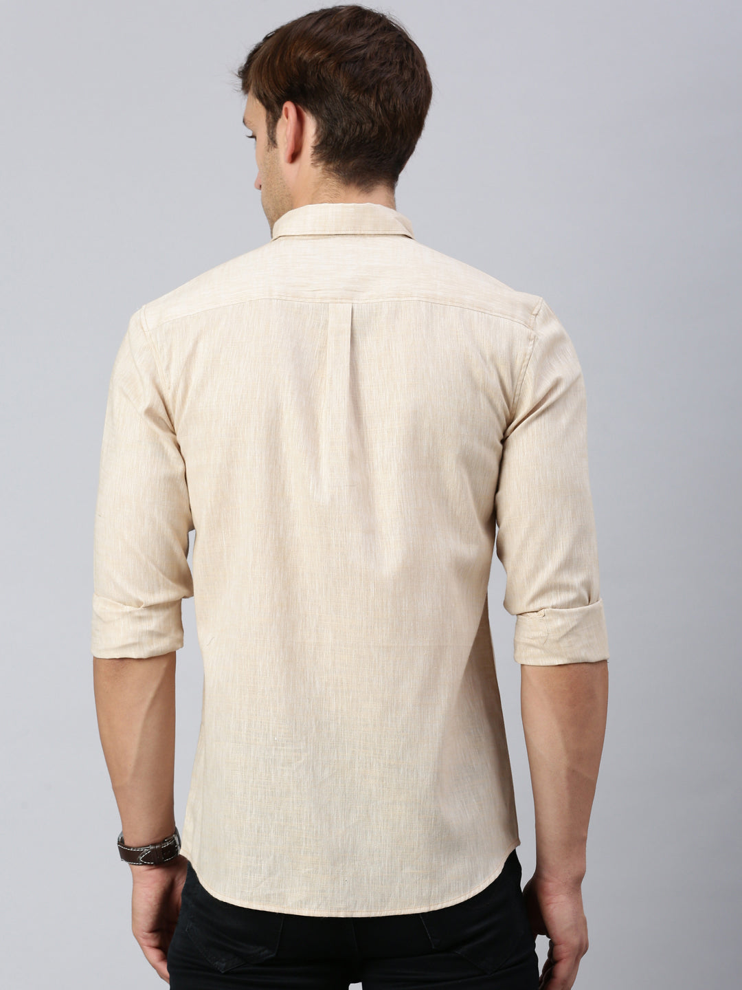 Classic Polo Men's Full Sleeve Beige Slim Fit Solid Casual Shirt | SP2-CL-24 B-FS-SLD-SF