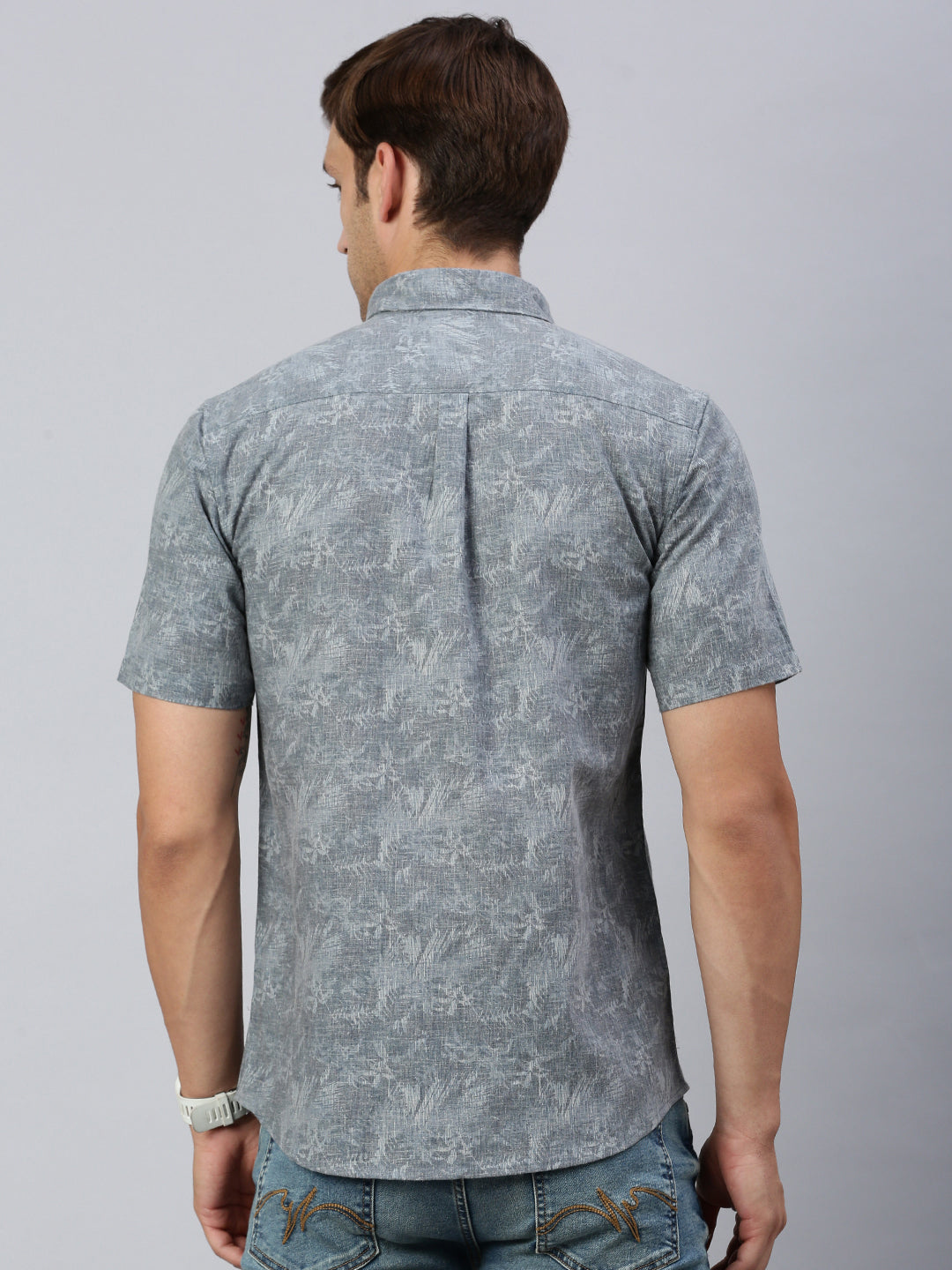 Classic Polo Men's Half Sleeve Dark Grey Slim Fit Printed Casual Shirt | SP2-EL-17 B-HS-PRT-SF