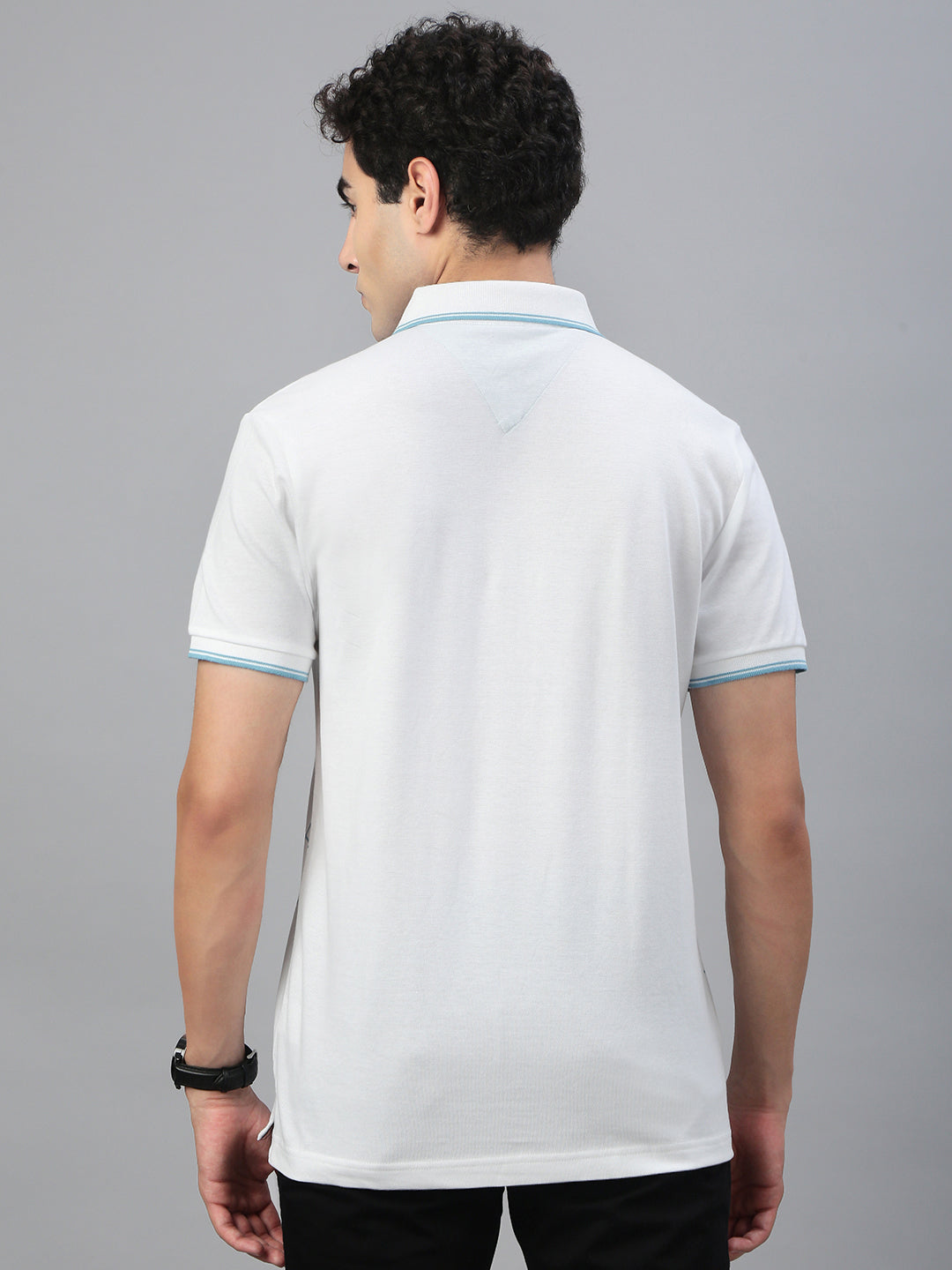 Classic Polo Men's Half Sleeve White Polo Neck Slim Fit Printed T-Shirt||RAY POLO - 02 A SF P