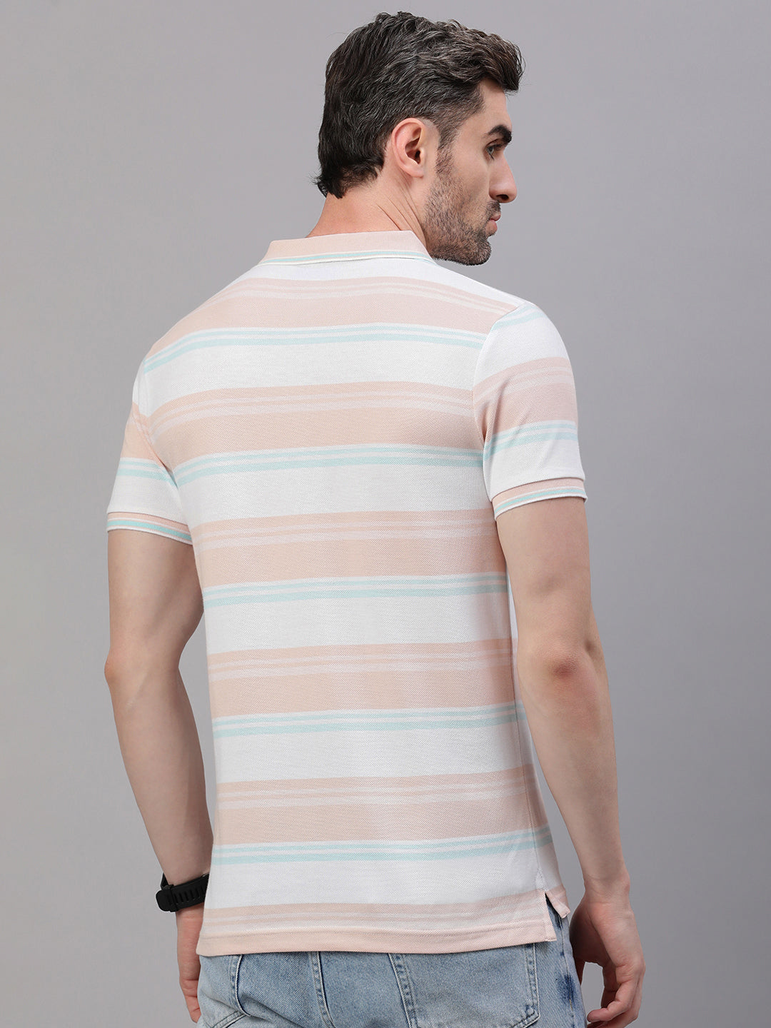 Classic Polo Men's Half Sleeve Multicolor Polo Neck Slim Fit Striped T-Shirt||ADORE - 232 B SF P
