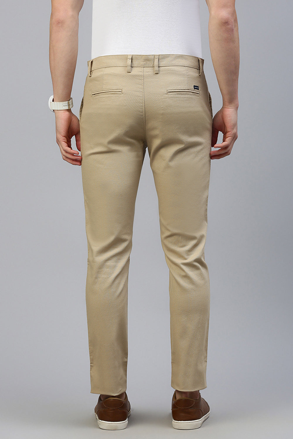Classic Polo Men's Beige Moderate Fit Solid Trouser | TQ1-CL-21 B-BEG-MF-LY