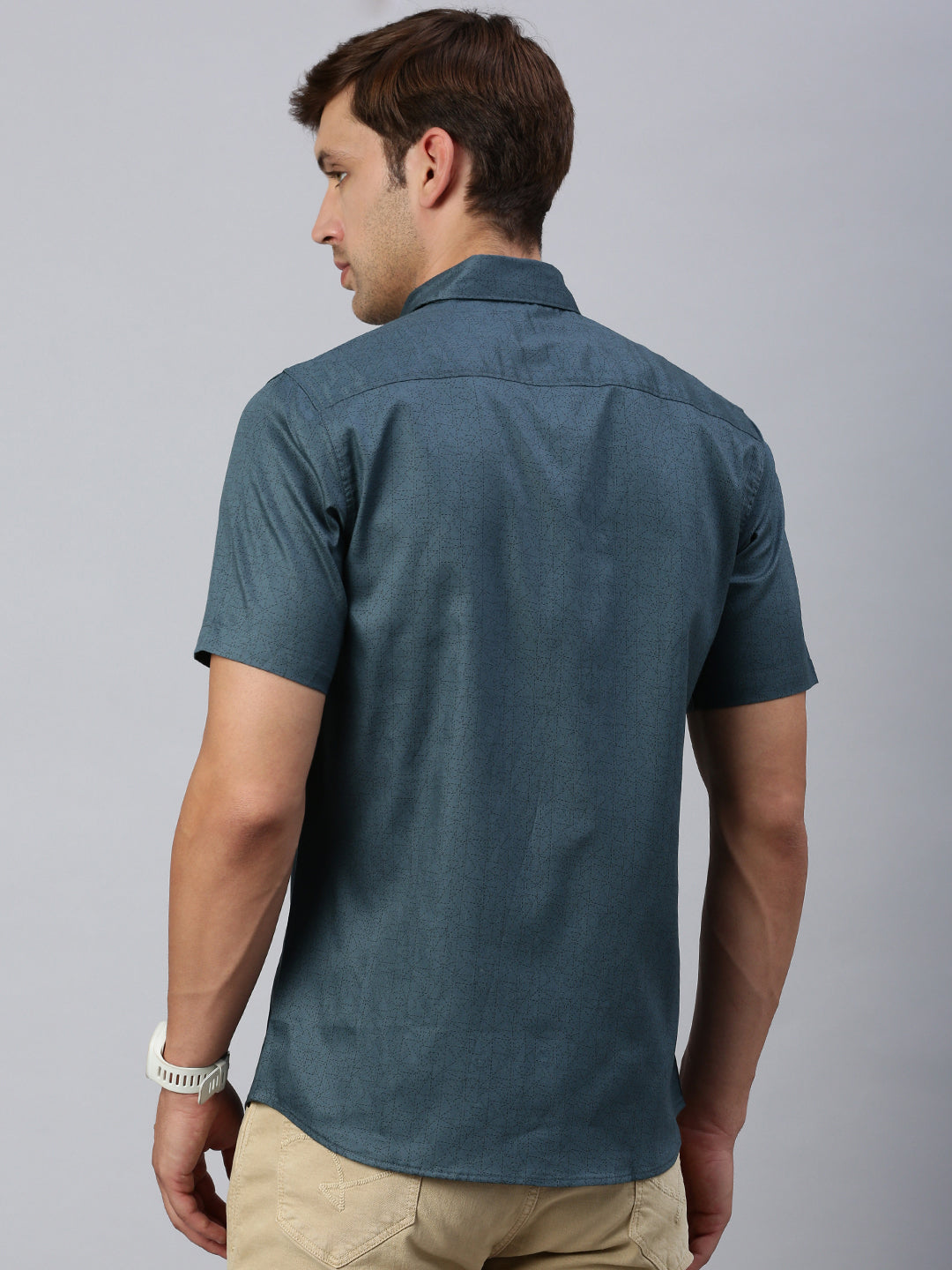 Classic Polo Men's Half Sleeve Dark Teal Slim Fit Solid Casual Shirt | SP2-CL-11 B-HS-PRT-SF