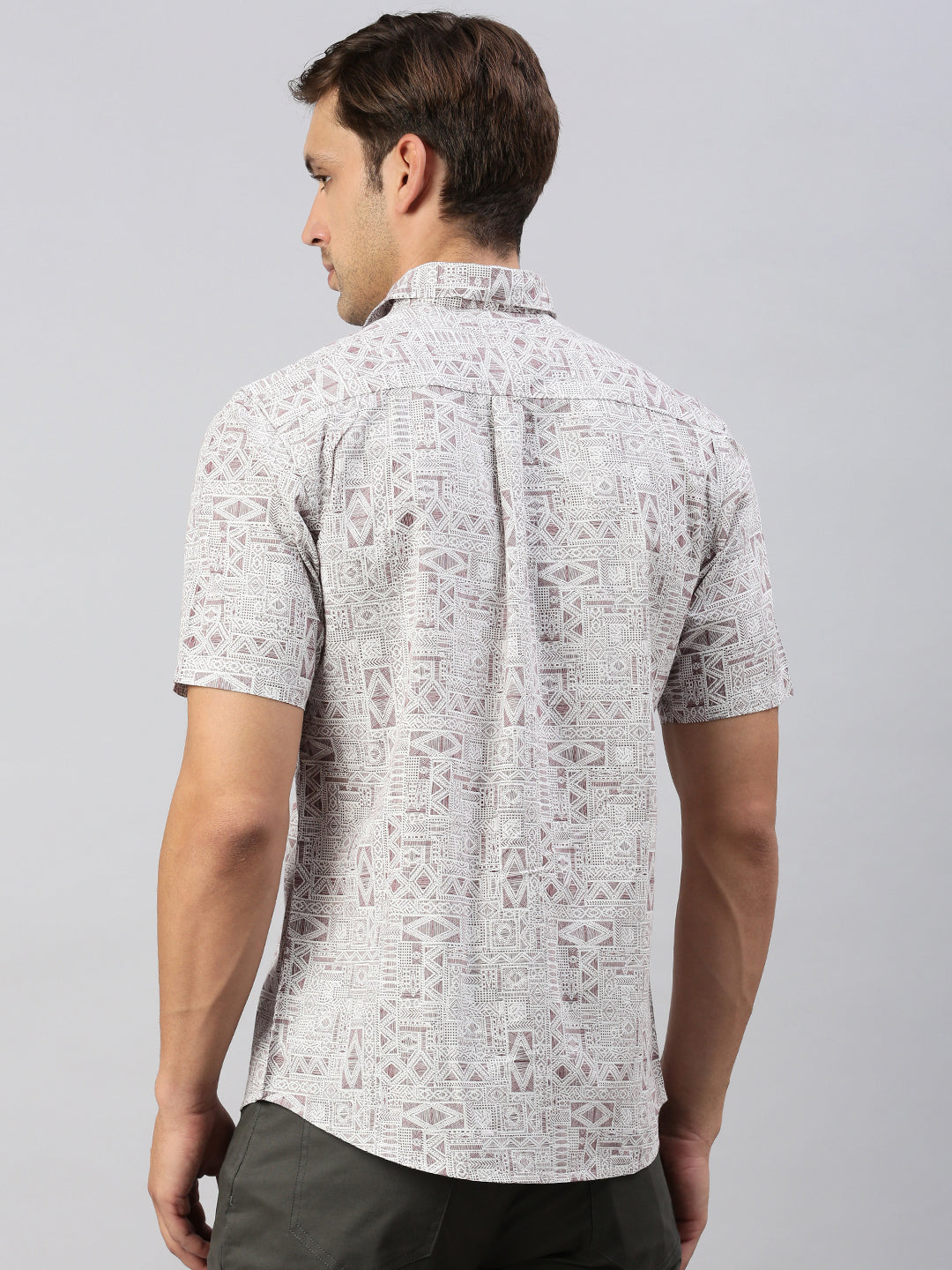 Classic Polo Men's Half Sleeve White/Maroon Slim Fit Printed Casual Shirt | SP2-CL-37 A-HS-PRT-SF