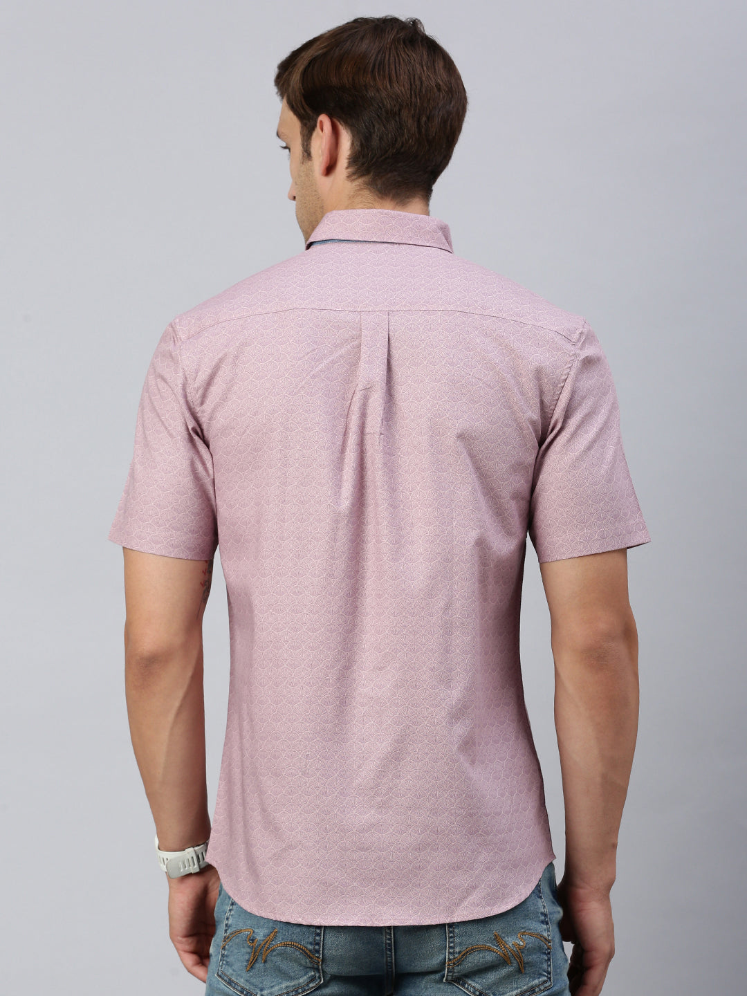 Classic Polo Men's Half Sleeve Dark Pink Slim Fit Printed Casual Shirt | SP2-CL-12 B-HS-PRT-SF