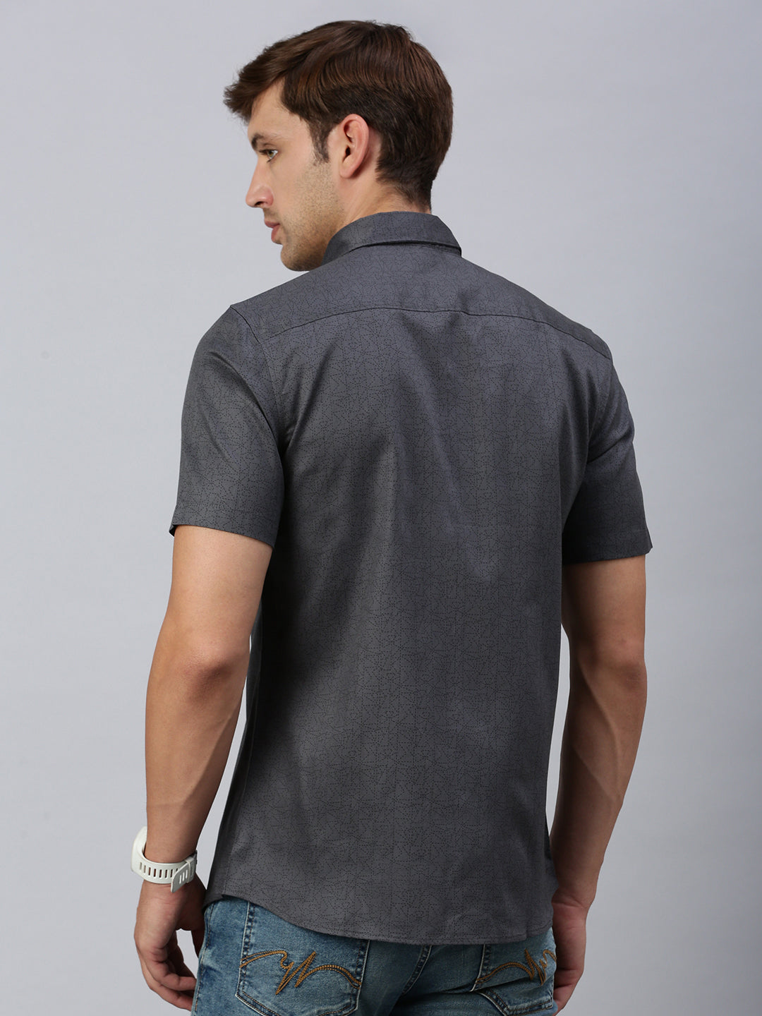 Classic Polo Men's Half Sleeve Dark Grey Slim Fit Solid Casual Shirt | SP2-CL-11 A-HS-PRT-SF