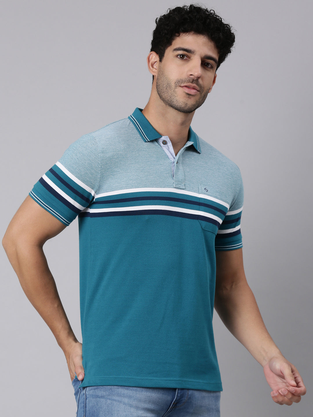 Classic Polo Men's Half Sleeve Multicolor Polo Neck Slim Fit Colorblock Cotton Blend T-Shirt | VTA - 333 A SF P