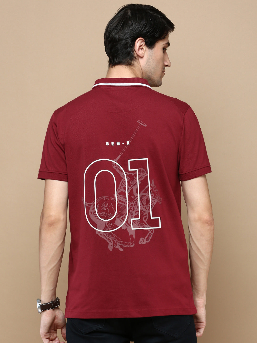 Classic Polo Men's Half Sleeve Maroon Polo Neck Slim Fit Solid T-Shirt | GENX-POLO 24 B SF P