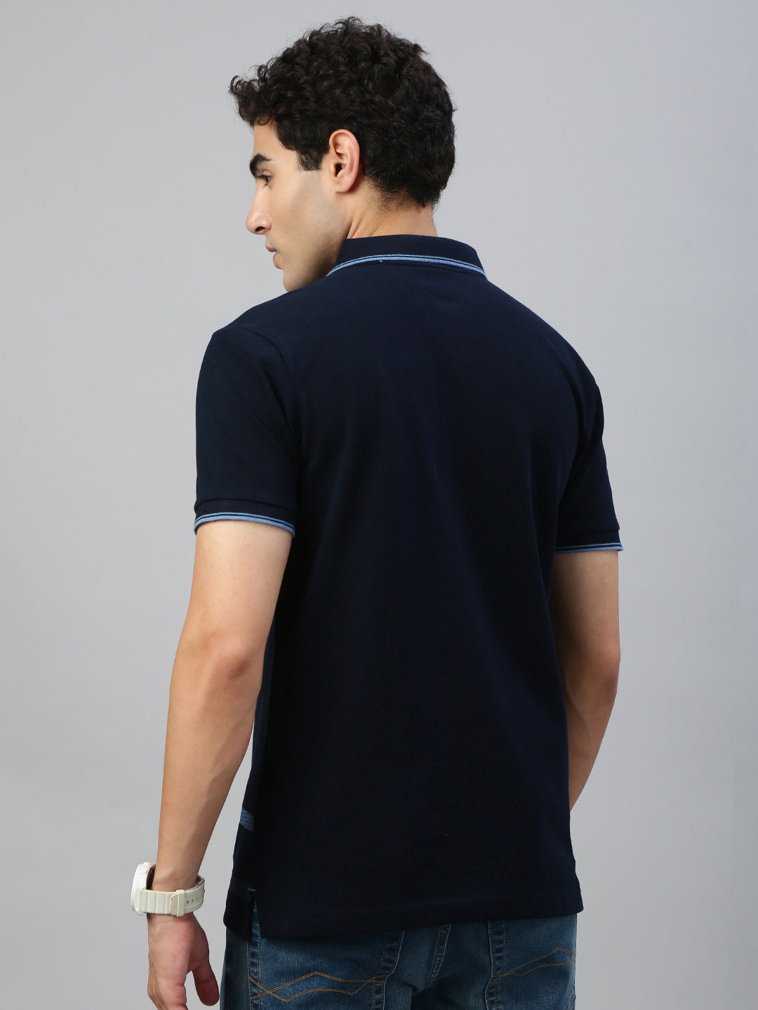 Classic Polo Men's Half Sleeve Black/Blue Polo Neck Slim Fit Printed T-Shirt||RAY POLO - 05 A SF P