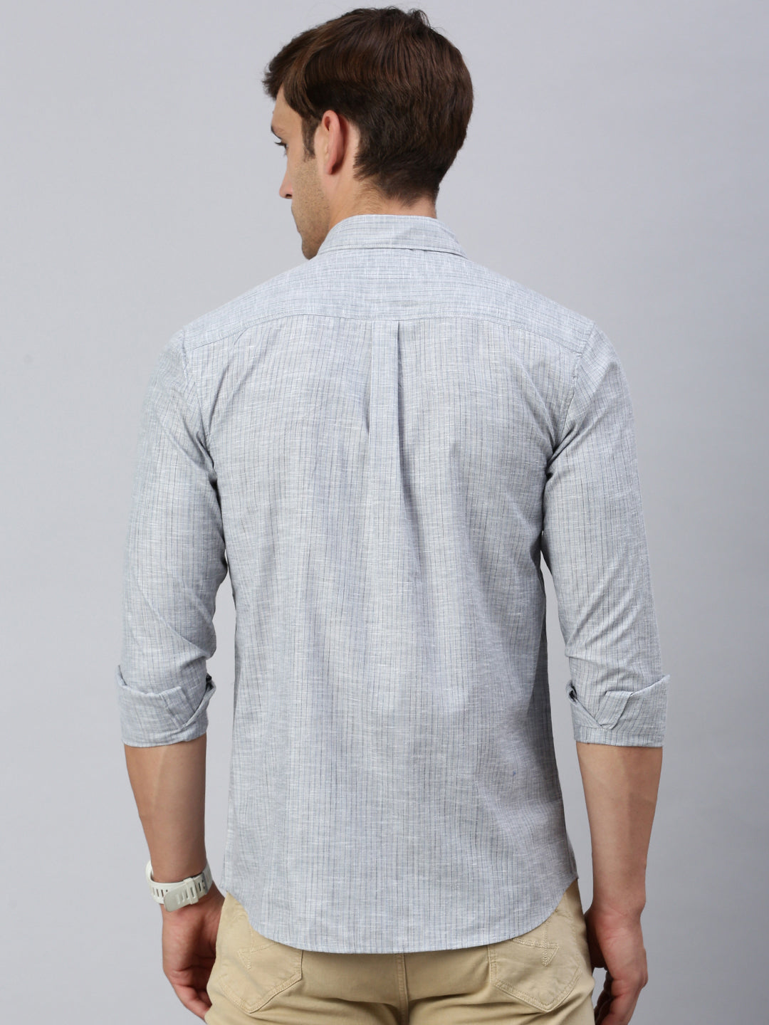 Classic Polo Men's Full Sleeve Grey Polo Neck Slim Fit Striped Shirt | SP2-EL-12 A-FS-STR-SF