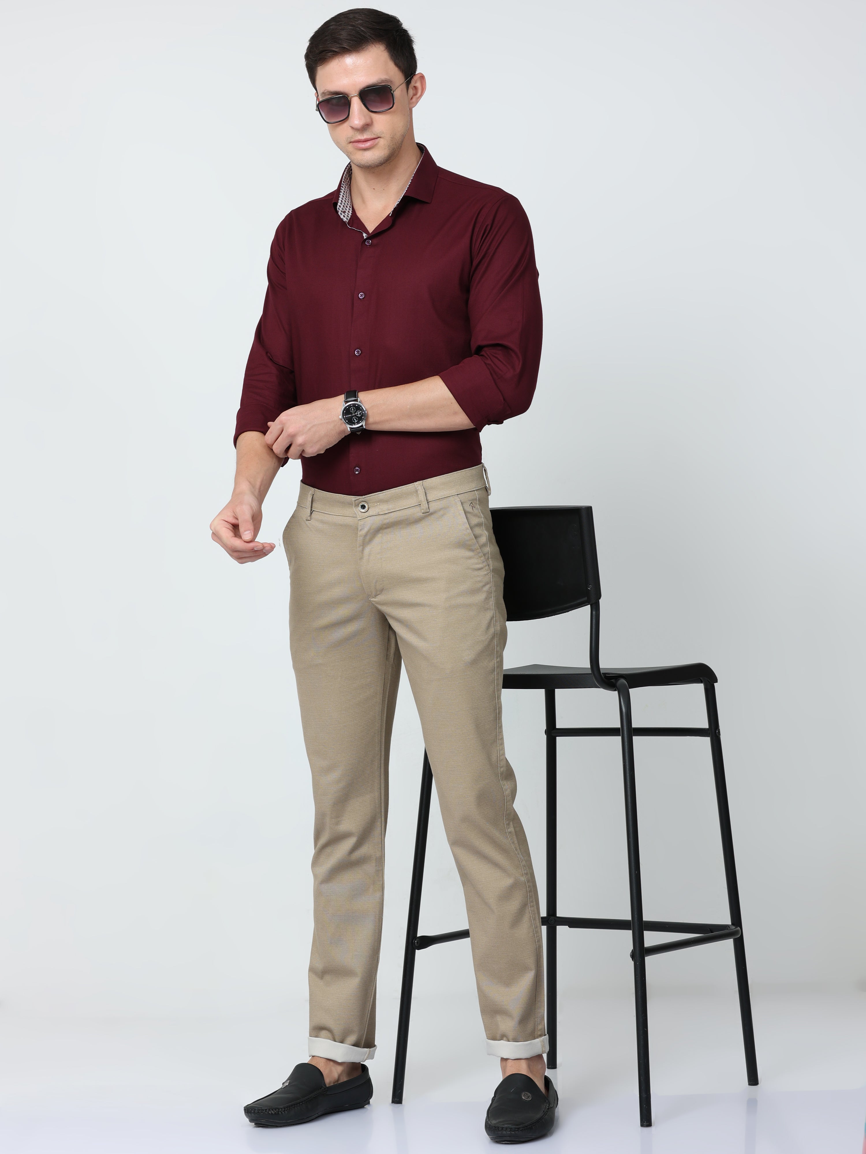 CP BRO Mens Chiesel Fit Solid Khakhi Color Trousers | Tbo2-10 B-Kha-Cf-Ly