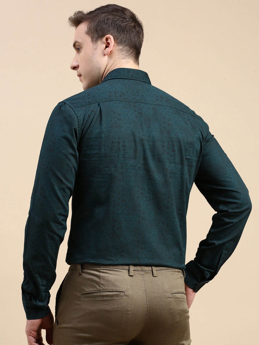 Classic Polo Men's Polo Neck Cotton Dr.Green Slim Fit Printed Shirt | SP1-40 A-FS-PRT-SF