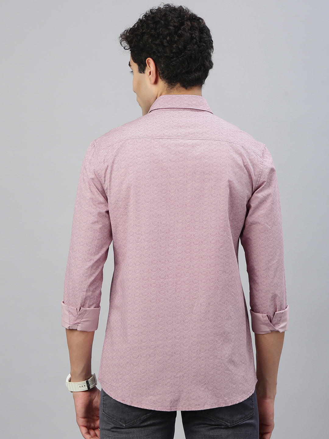 Classic Polo Men's Full Sleeve Lt.Pink Polo Neck Slim Fit All Over Print Shirt||SP2-CL-79 A-FS-PRT-SF