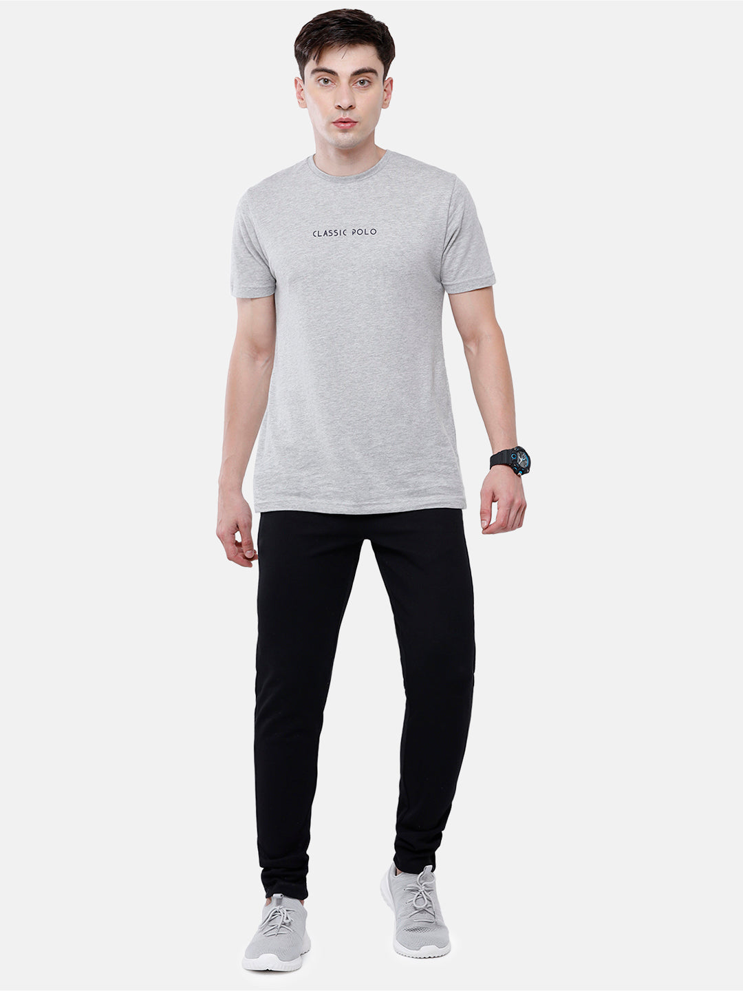 Classic Polo Men's Black Solid Cotton Slim Fit Trackpant | CR-INOX-BLACK
