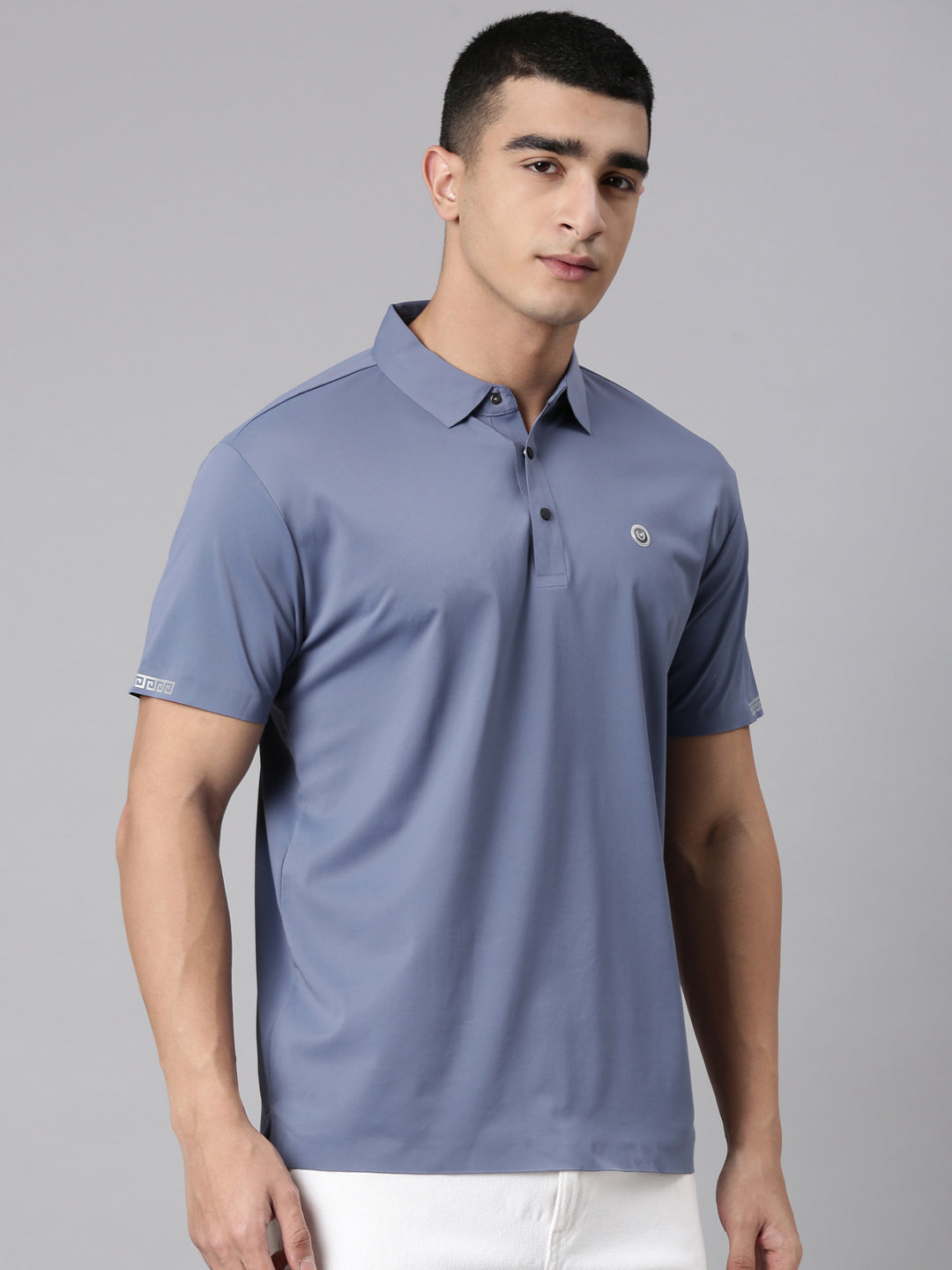 Classic Polo Men's Half Sleeve Blue Polo Neck Slim Fit Solid Premium Cotton T-Shirt | UNICO - 172 SF P