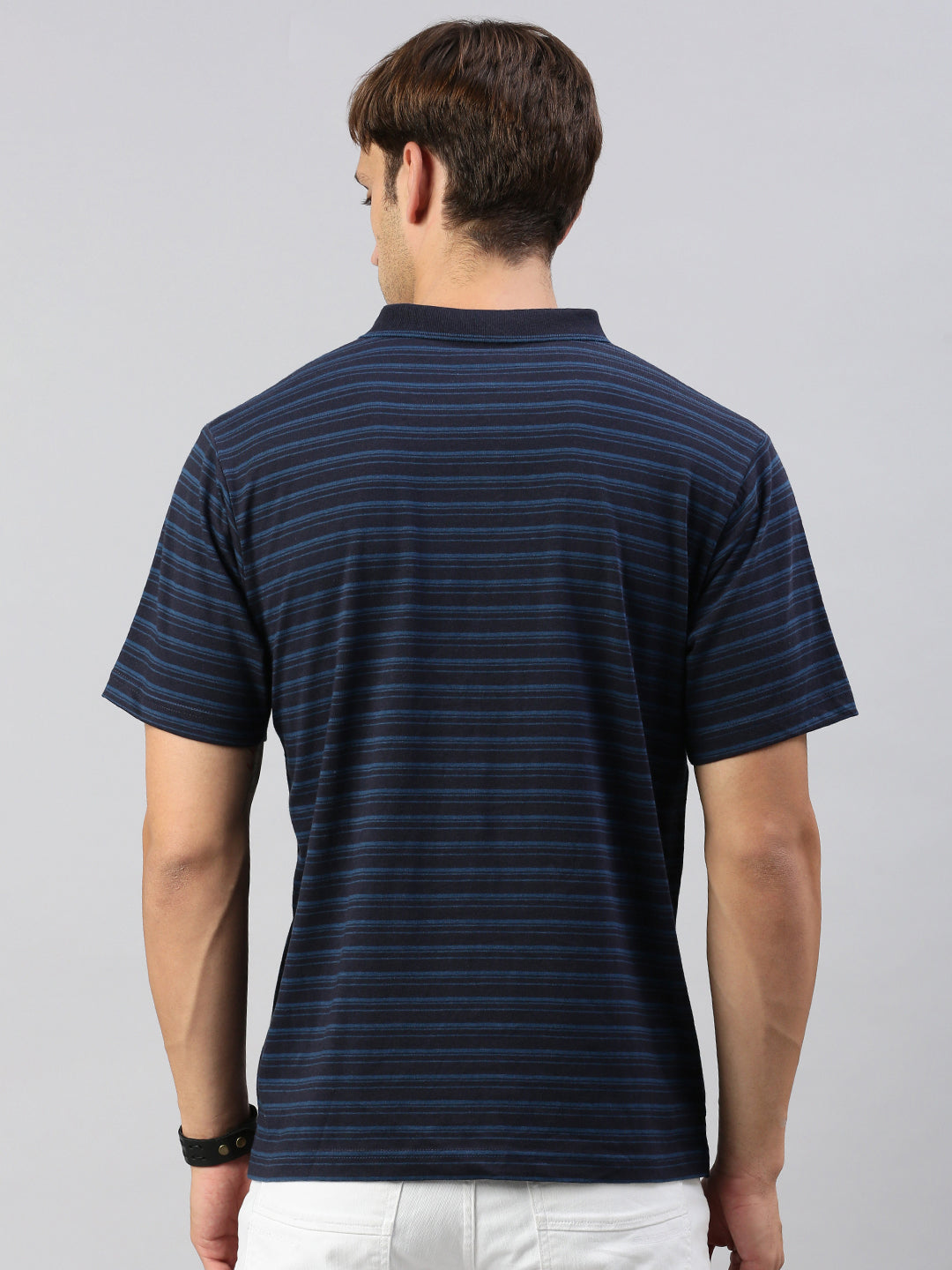 Classic Polo Men's Half Sleeve Navy Blue Polo Neck Cotton Authentic Fit T Shirt | FEEDERS - 264 B AF P