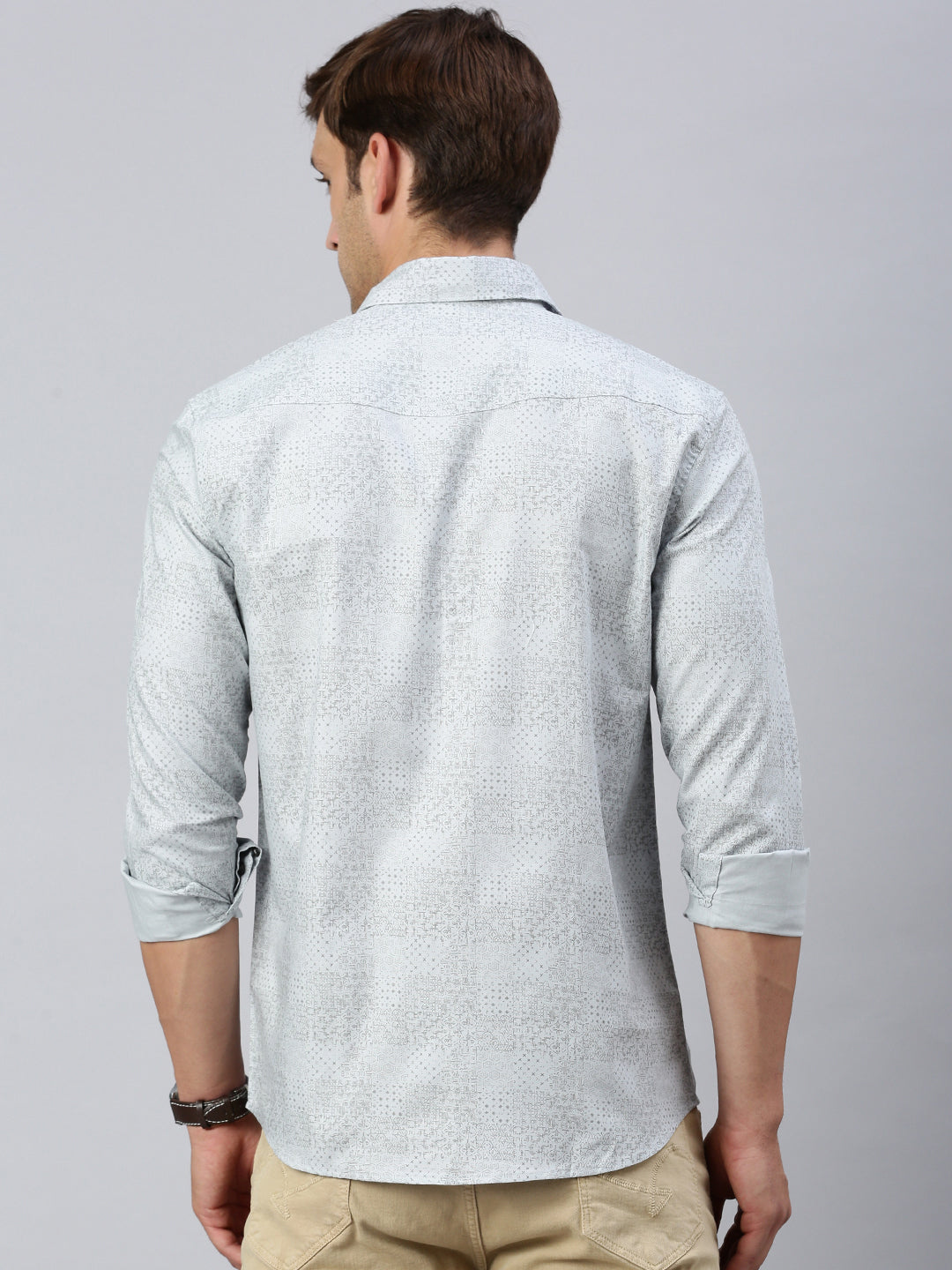 Classic Polo Men's Full Sleeve White/Grey Slim Fit Printed Casual Shirt | SP2-CL-13 A-FS-PRT-SF