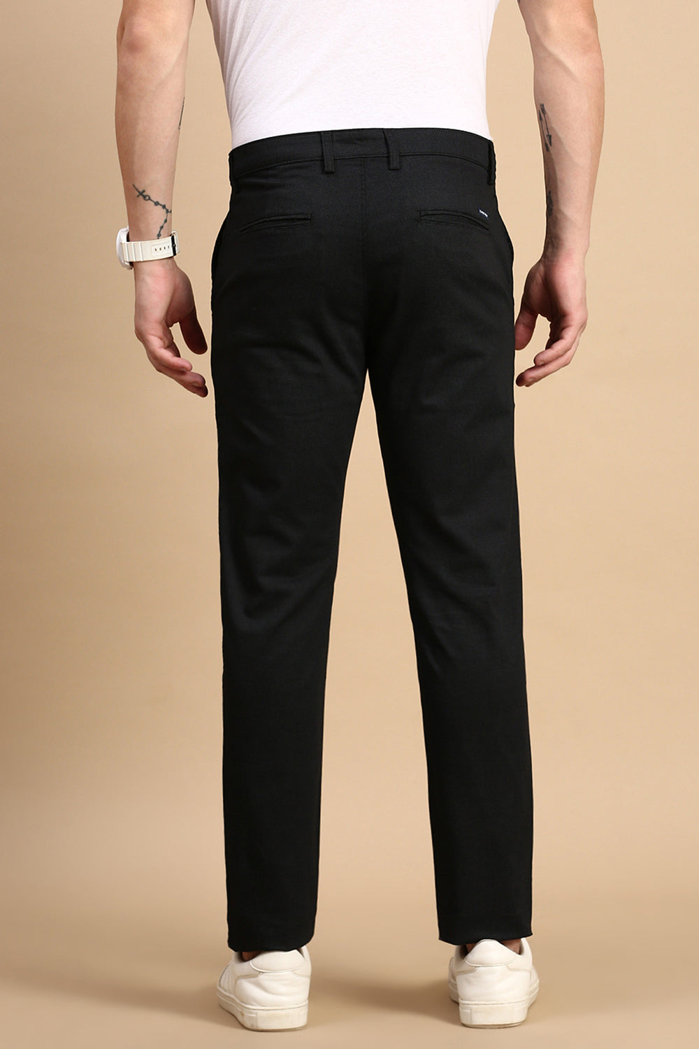 Classic Polo Men's Black Moderate Fit Printed Trousers | TP2-CL 12 C-BLK-MF-LY