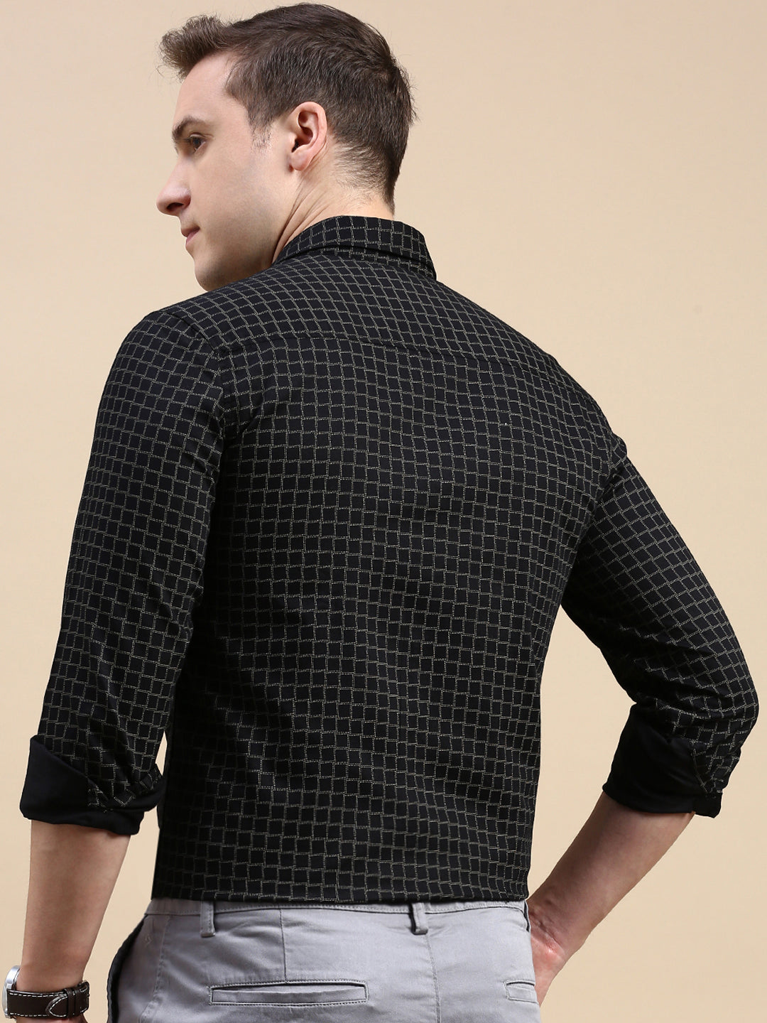 Classic Polo Men's Polo Neck Cotton Black Slim Fit Printed Shirt | SBP1-26B-FS-PRT-BSL