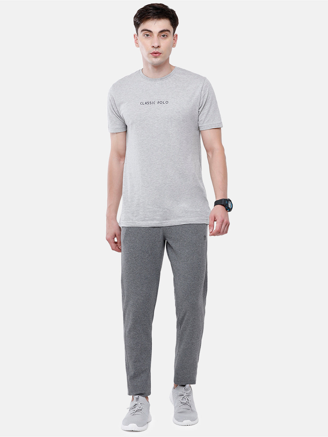 Classic Polo Men's Anthra Melange Solid Cotton Slim Fit Trackpant | CR-INOX-ANTHRA MEL