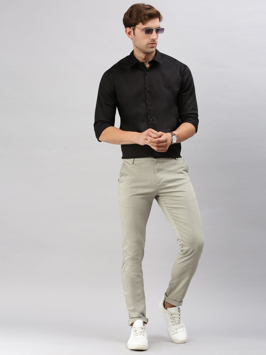 Classic Polo Men's Full Sleeve Black Slim Fit Solid Casual Shirt | SP2-EL-03 A-FS-SLD-SF