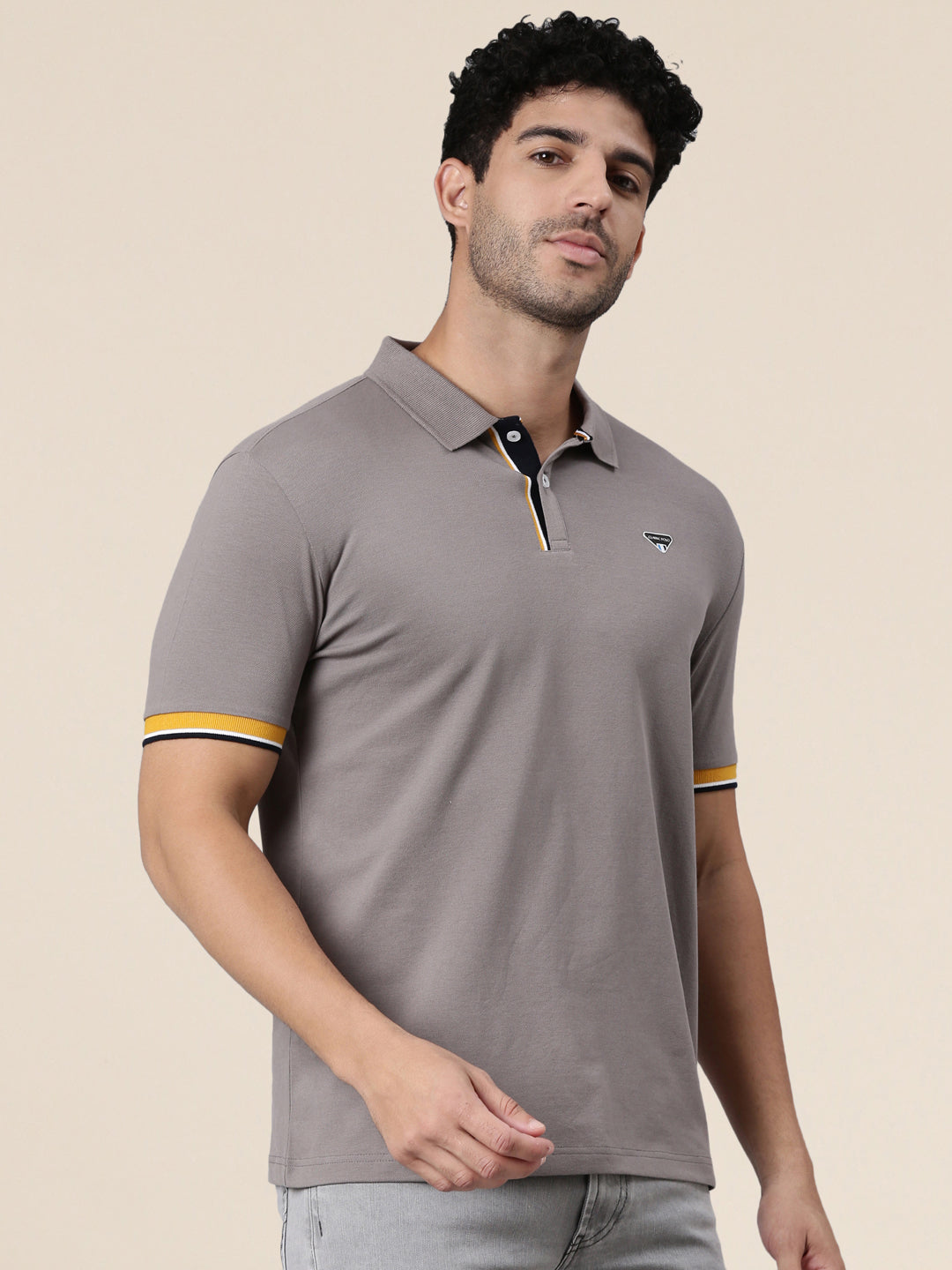 Classic Polo Men's Half Sleeve Dark Grey Polo Neck Slim Fit Solid Cotton T-Shirt | PRM - 811 A SF P